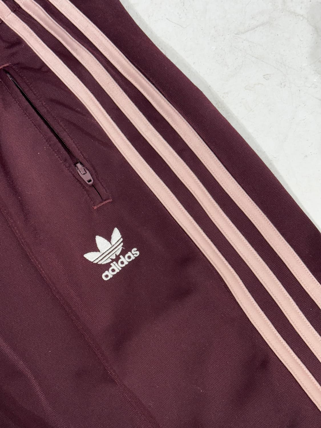 아디다스 버건디 핑크 삼선 와이드 트레이닝 팬츠 상품이미지6