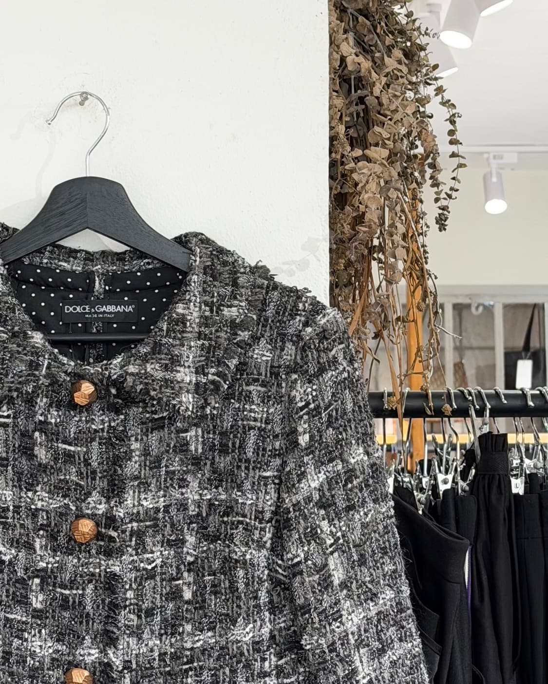 돌체앤가바나 차콜 스냅버튼 트위드 코트 상품이미지3