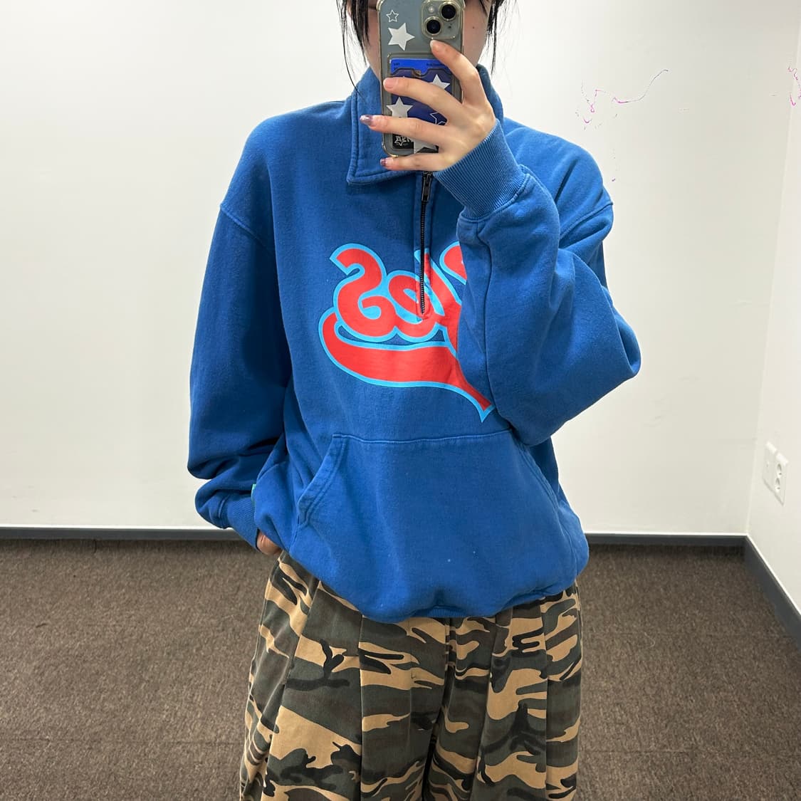 Yeseyesee 예스아이씨 yes그래픽 블루 반집업  상품이미지1