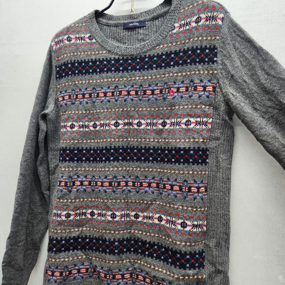 헤지스 페어아일 패턴 울 로고 니트 S 상품이미지3