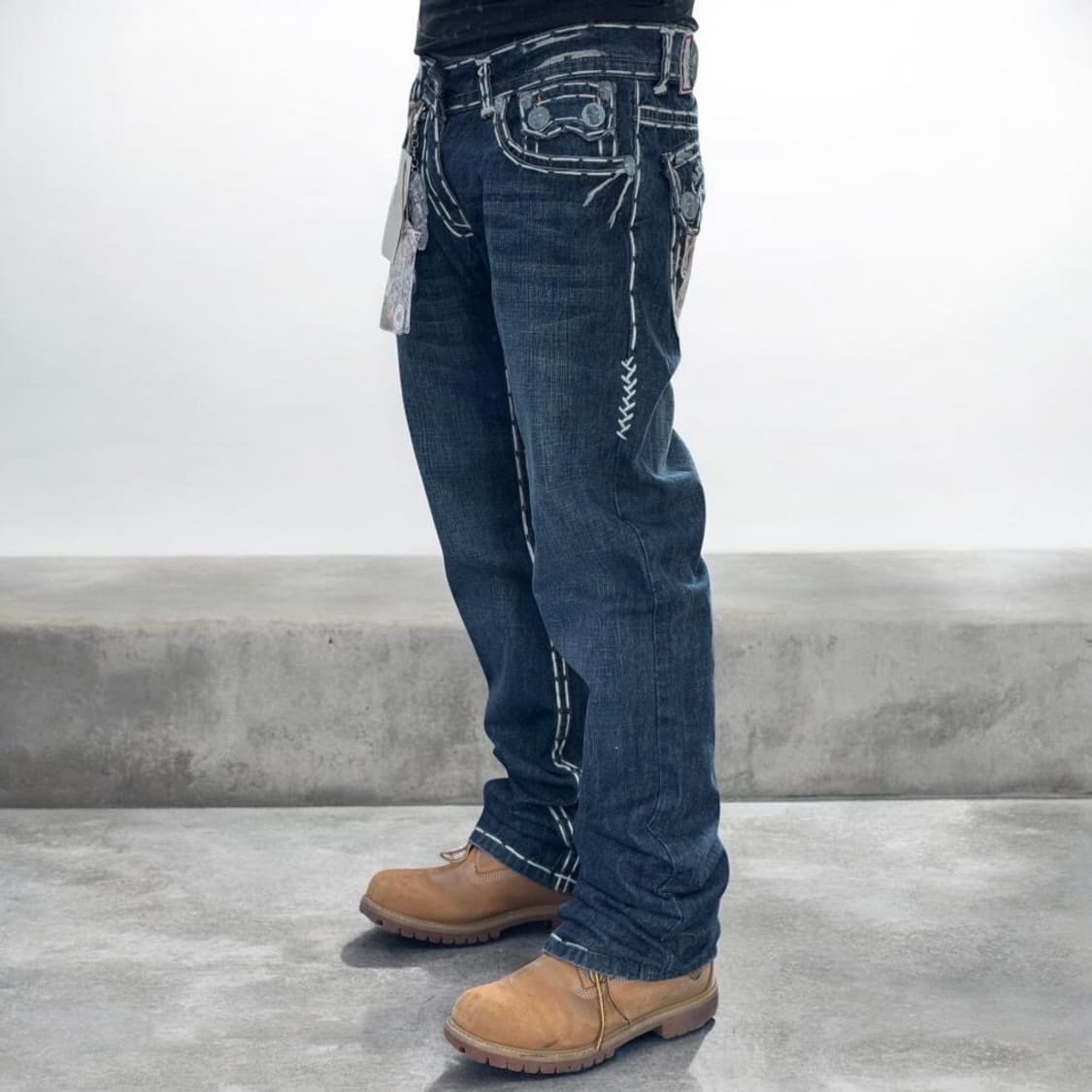 라구나비치 스컬 고딕 스티치 데님팬츠 상품이미지2