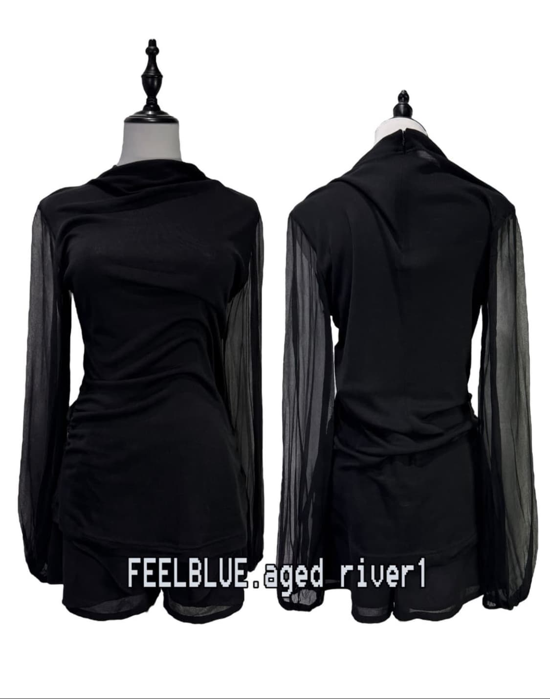 고스 고딕 펑크 블라우스 탑/슬립/쉬폰버뮤다 3pcs 코디세트 상품이미지3