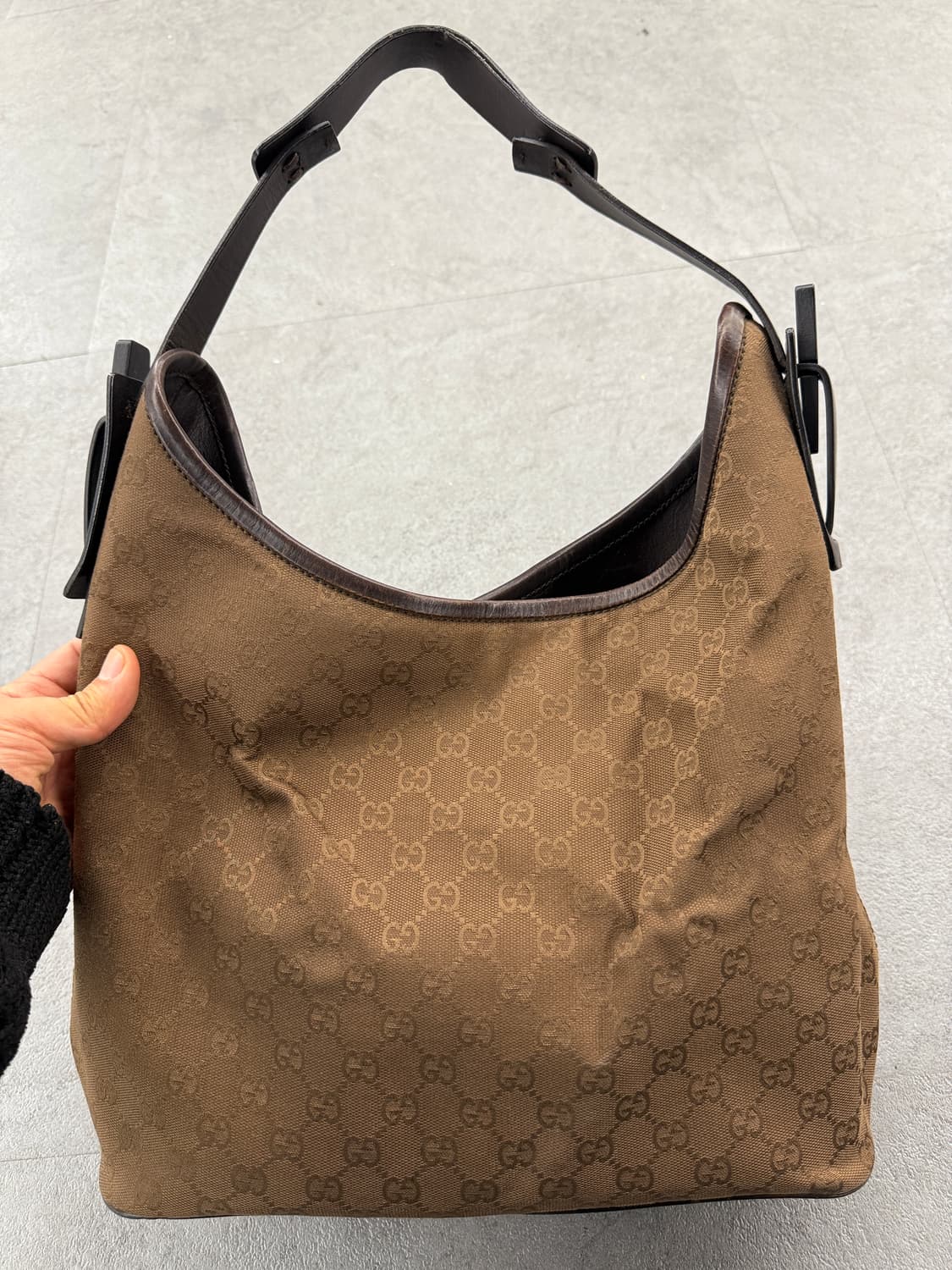 구찌 정품 GG 캔버스 호보백 브라운 상품이미지2