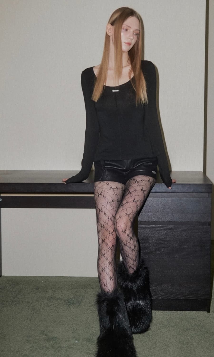 르가넷 레더 쇼츠 가죽 반바지 블랙 상품이미지1