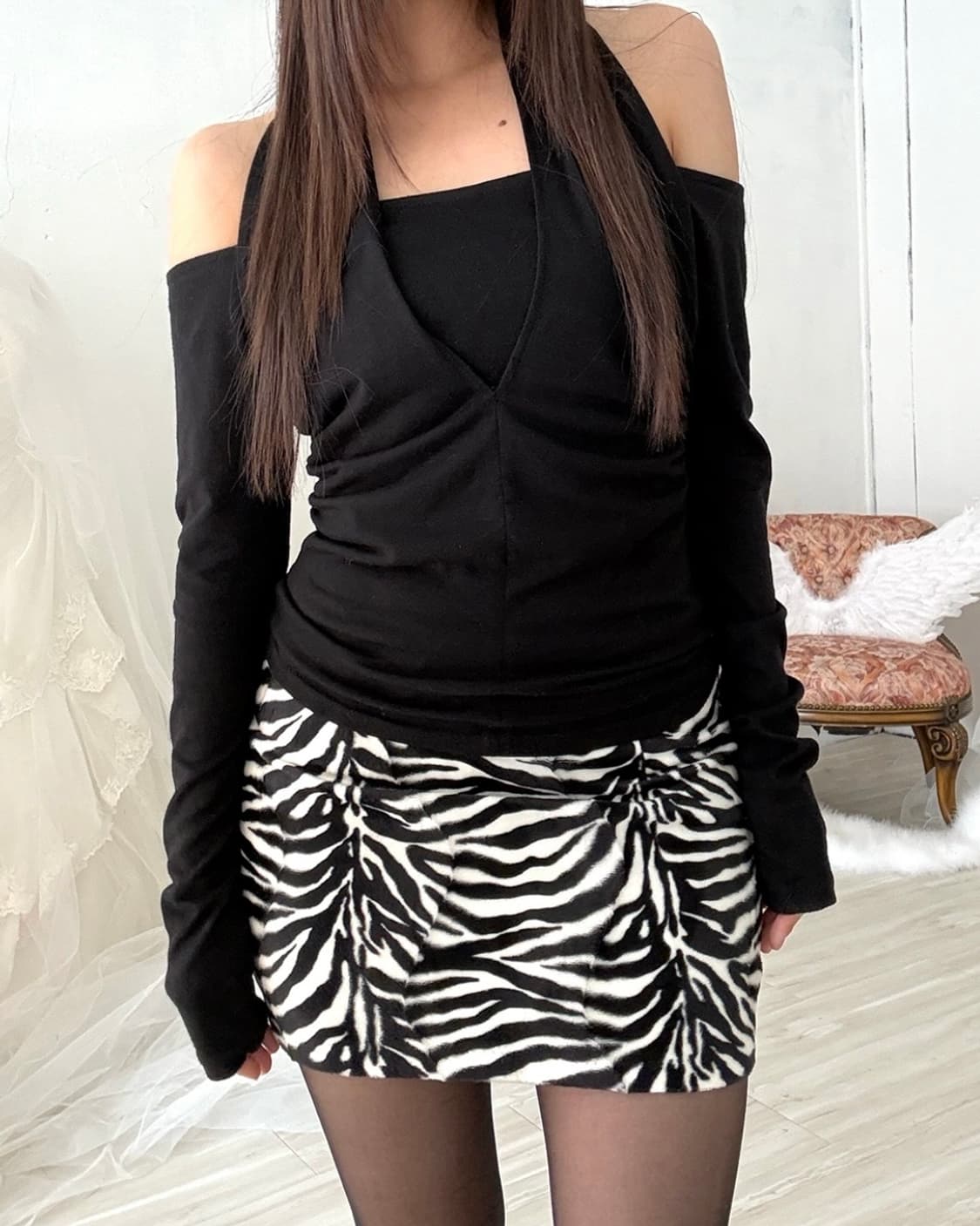 Zebra patterned mini skirt  상품이미지2