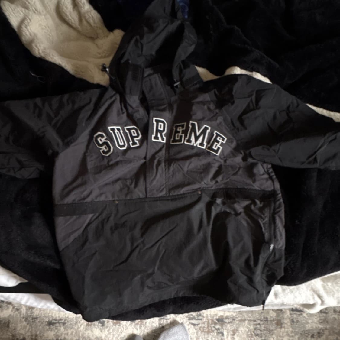 18SS 슈프림 코트 하프 집 풀오버 블랙 상품이미지1