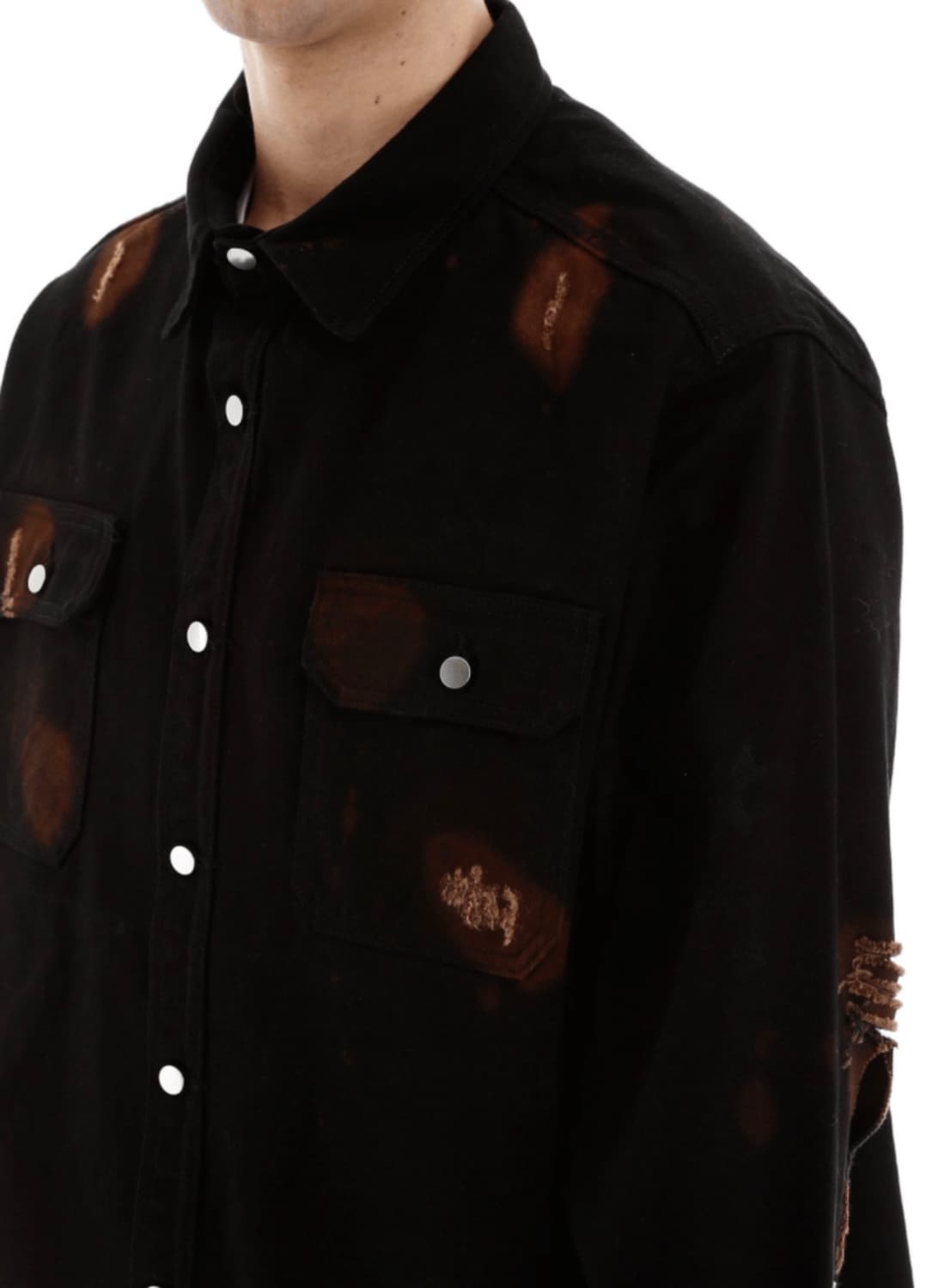 424 destroyed denim over shirt 상품이미지2