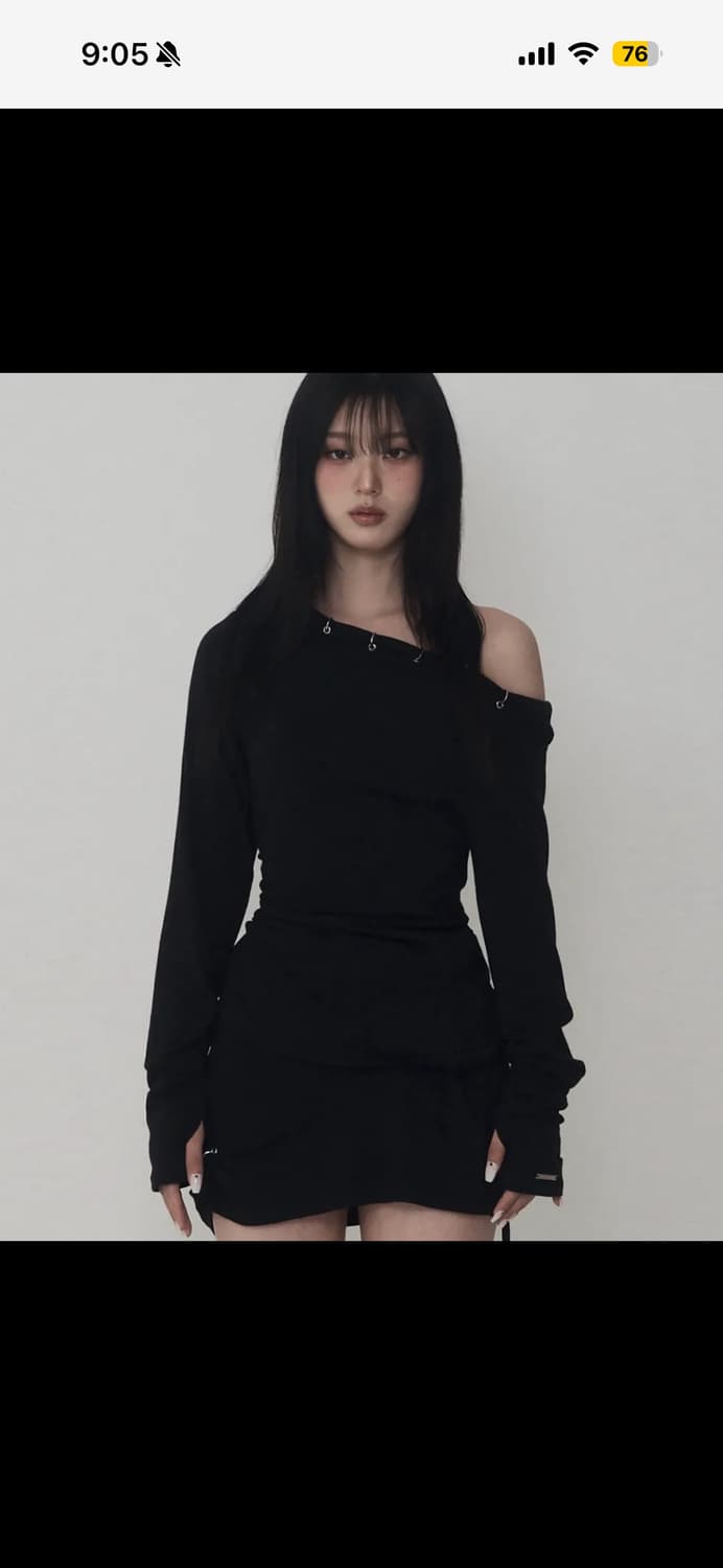 피어싱 드레이프 셋업 롱 슬리브 (블랙) 상품이미지1