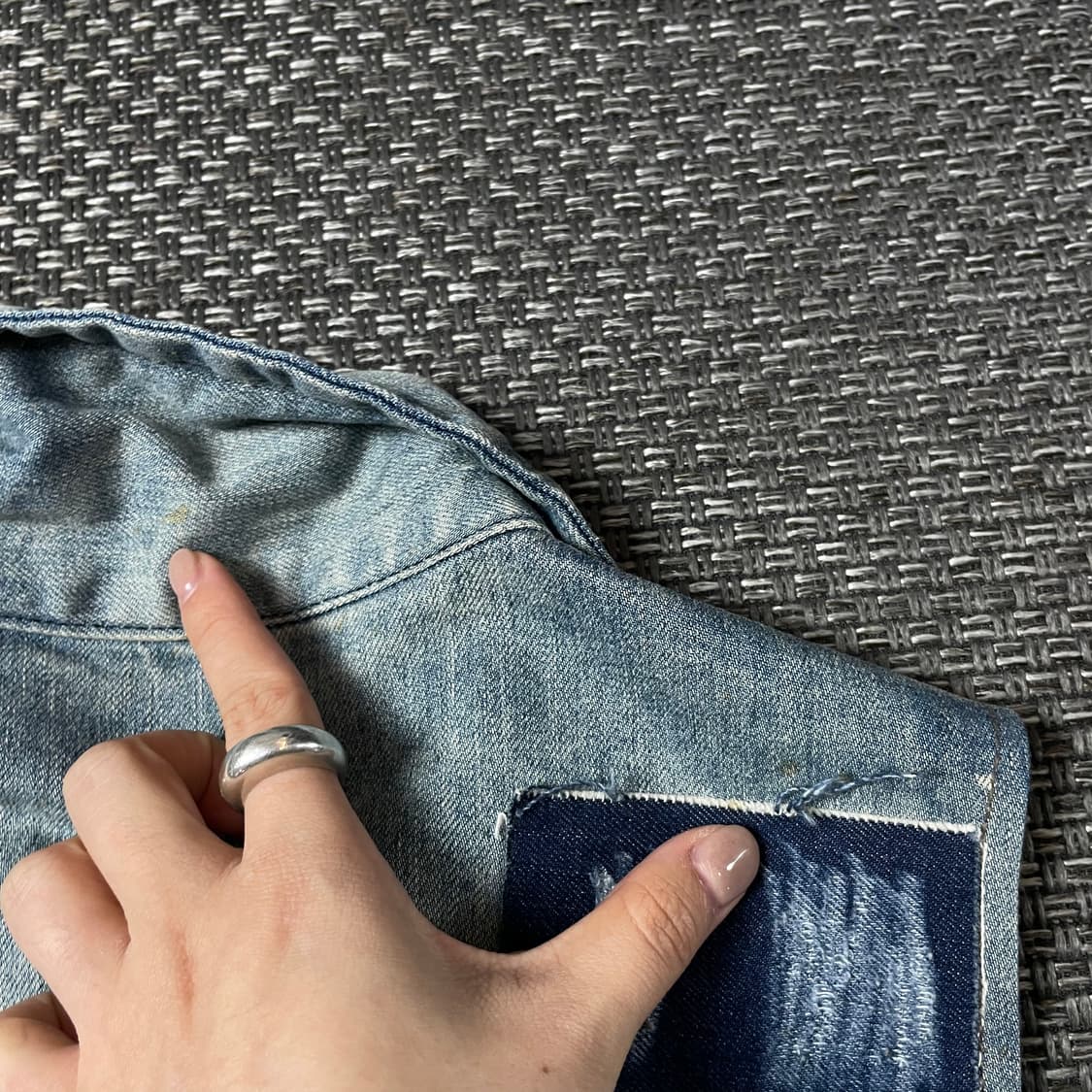 빈티지 연청 패치 디테일 데님 조끼 M 상품이미지6