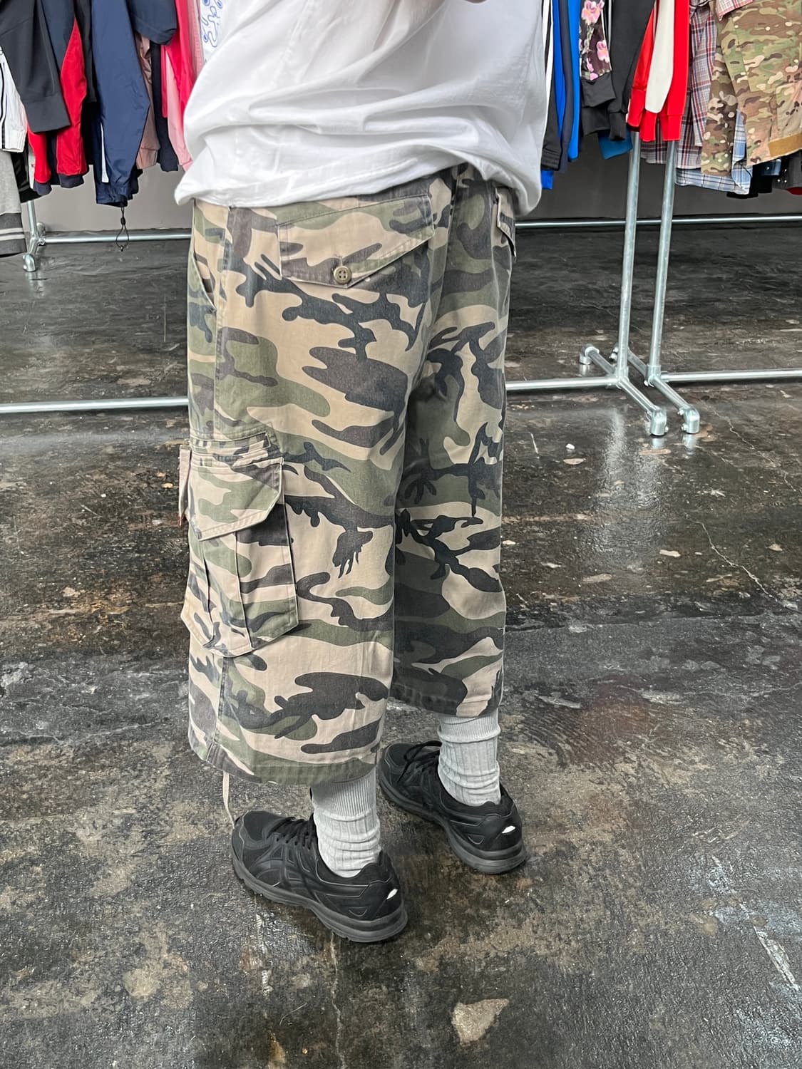 빈티지 카모플라주 카고 하프 팬츠 상품이미지5