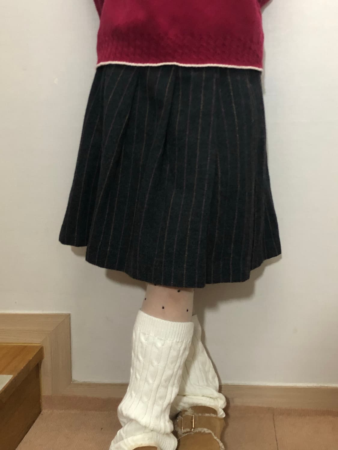 빈티지 그레이 비비드 스트라이프 스커트 상품이미지2