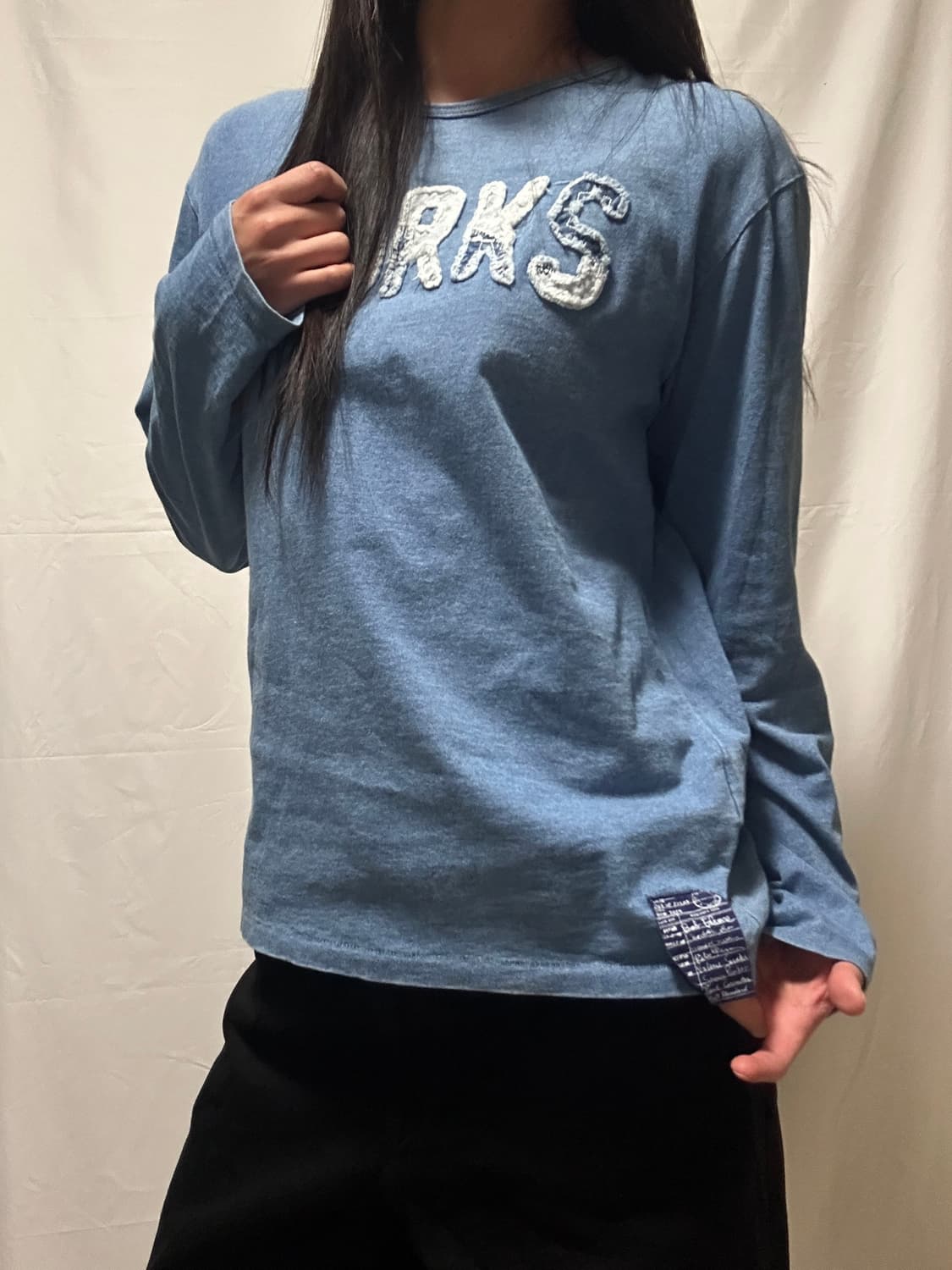 빈티지 패치워크 코튼 긴팔티셔츠 상품이미지6