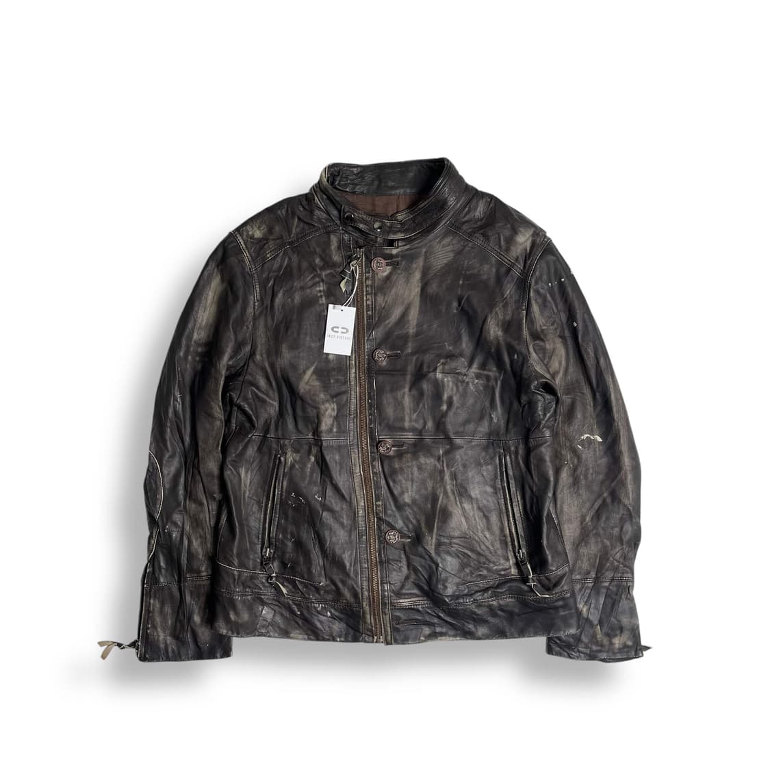 North beach 그라데이션 페인트 레더 자켓 상품이미지1