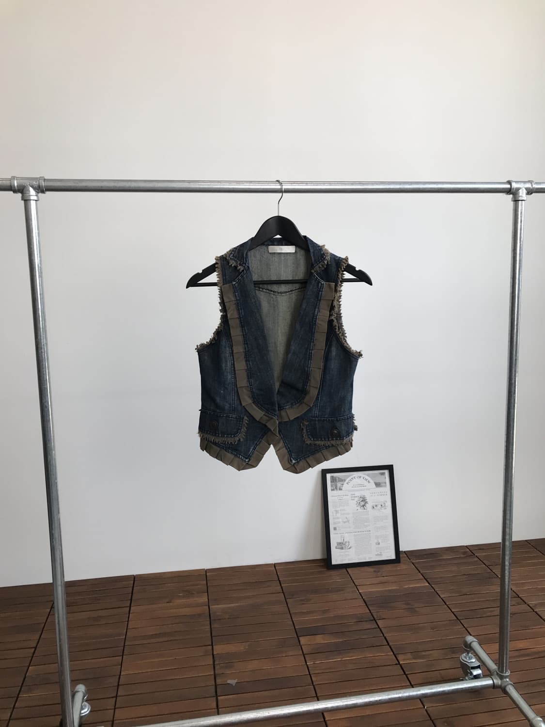 'Miss Lip' Denim Fringe Layered Vest 상품이미지4
