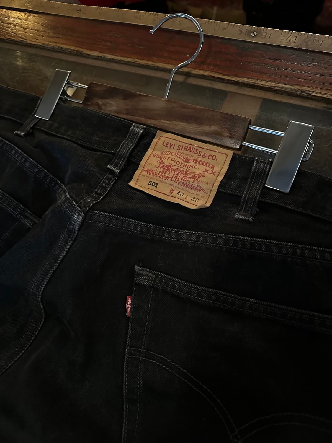 90s USA 빈티지 리바이스 501 0660 블랙진 흑청 데님 팬츠 상품이미지4