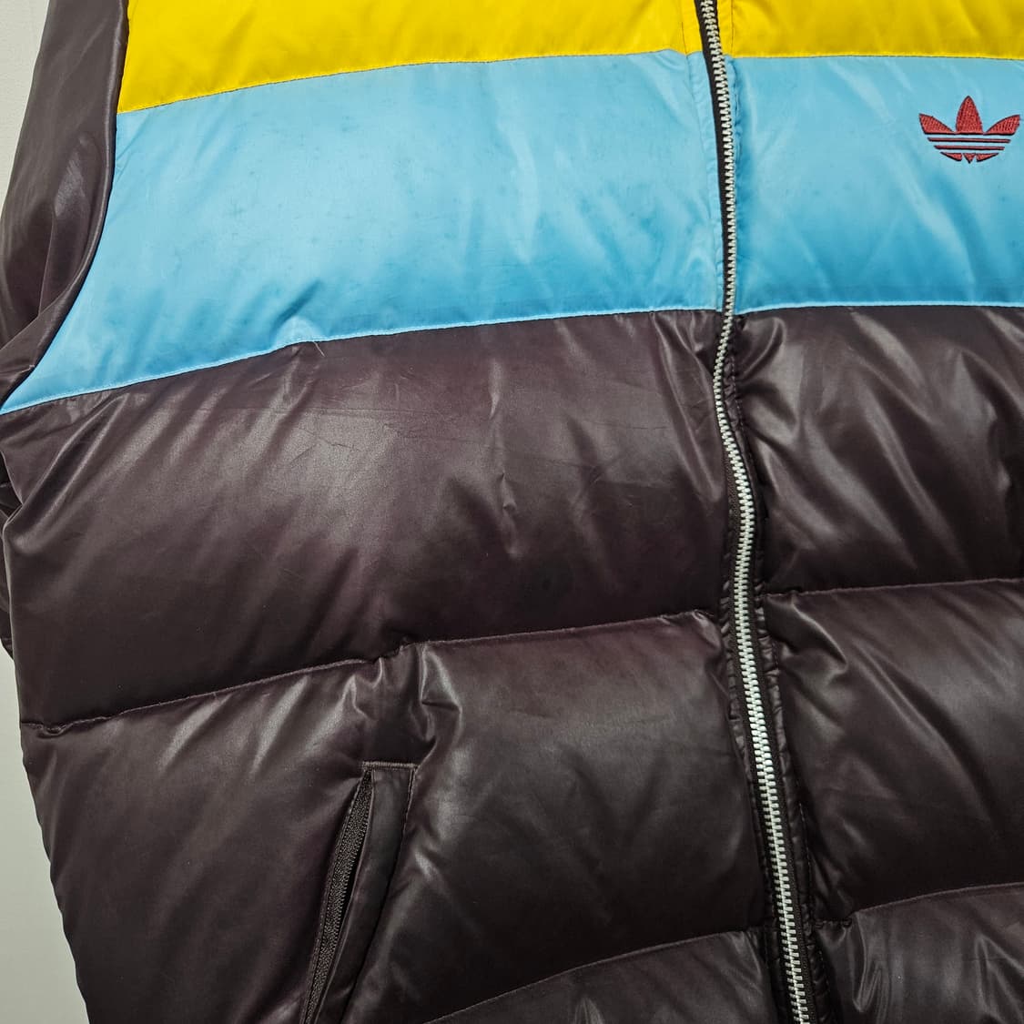 00's 아디다스 올드스쿨 브라운 스카이블루 덕다운 패딩 110 2XL 상품이미지5