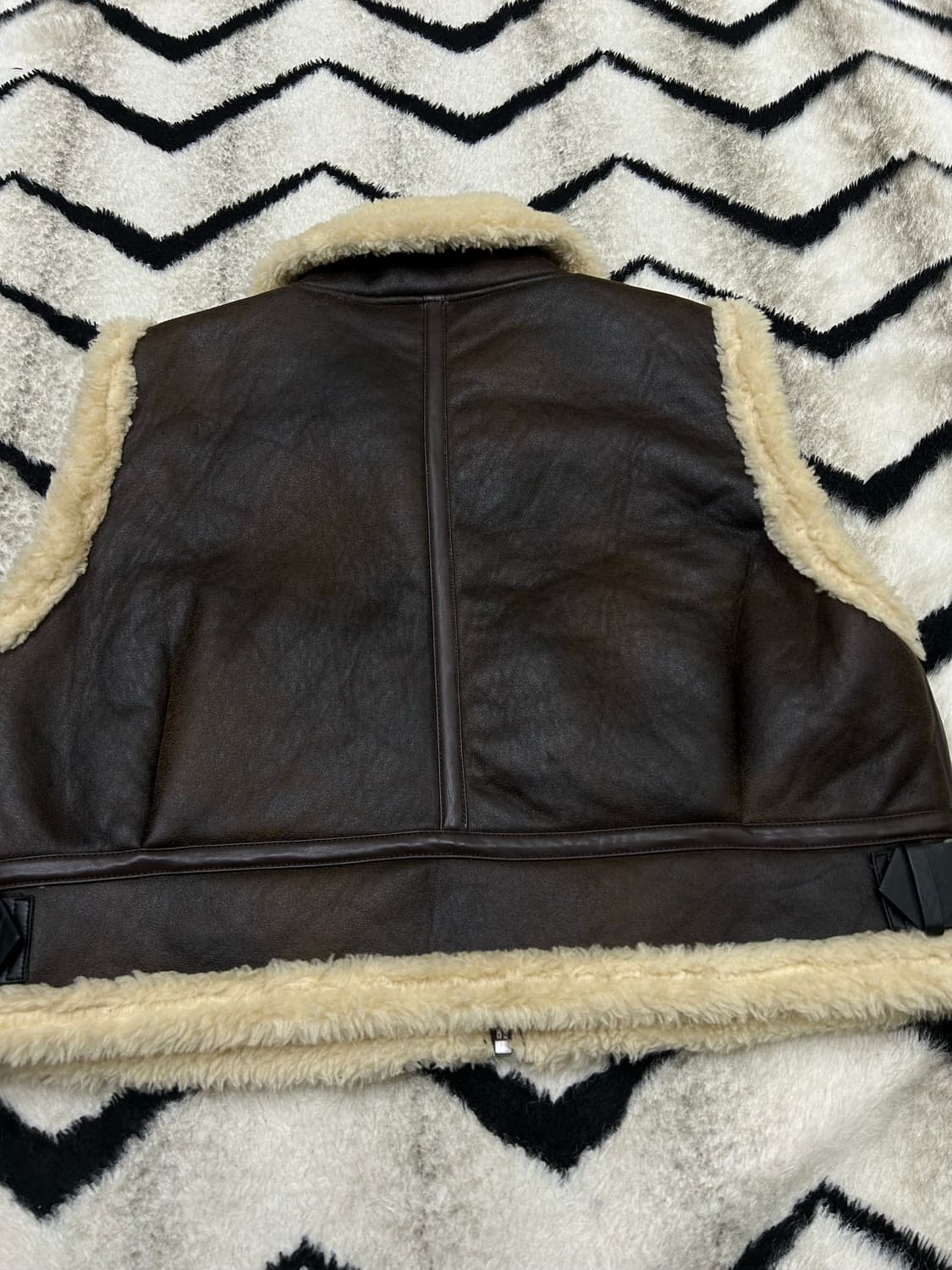 [2XL]ZARA 크롭 무스탕 자켓/브라운 상품이미지4