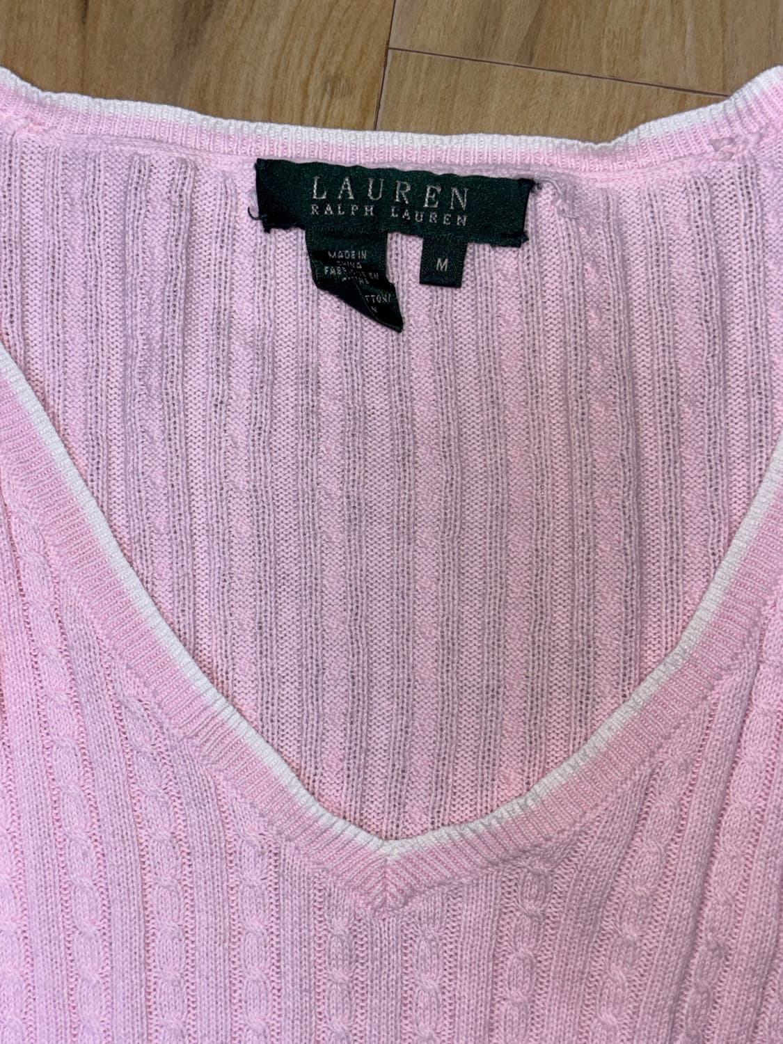 랄프로렌 브이넥 니트 흰핑 꽈배기 빈티지 상품이미지2