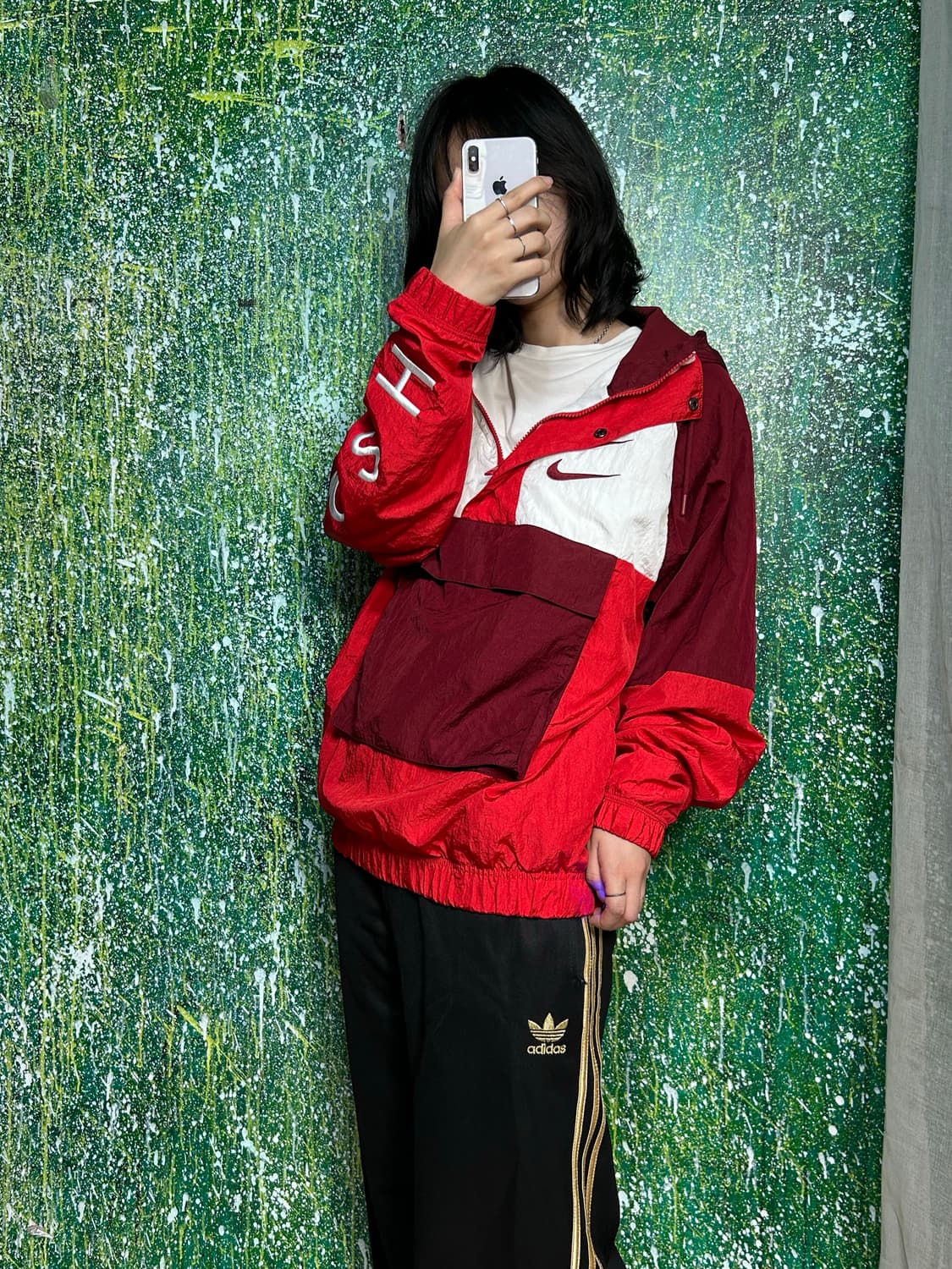 나이키 더블 스우시 레드 포켓 후드 아노락 M 상품이미지2