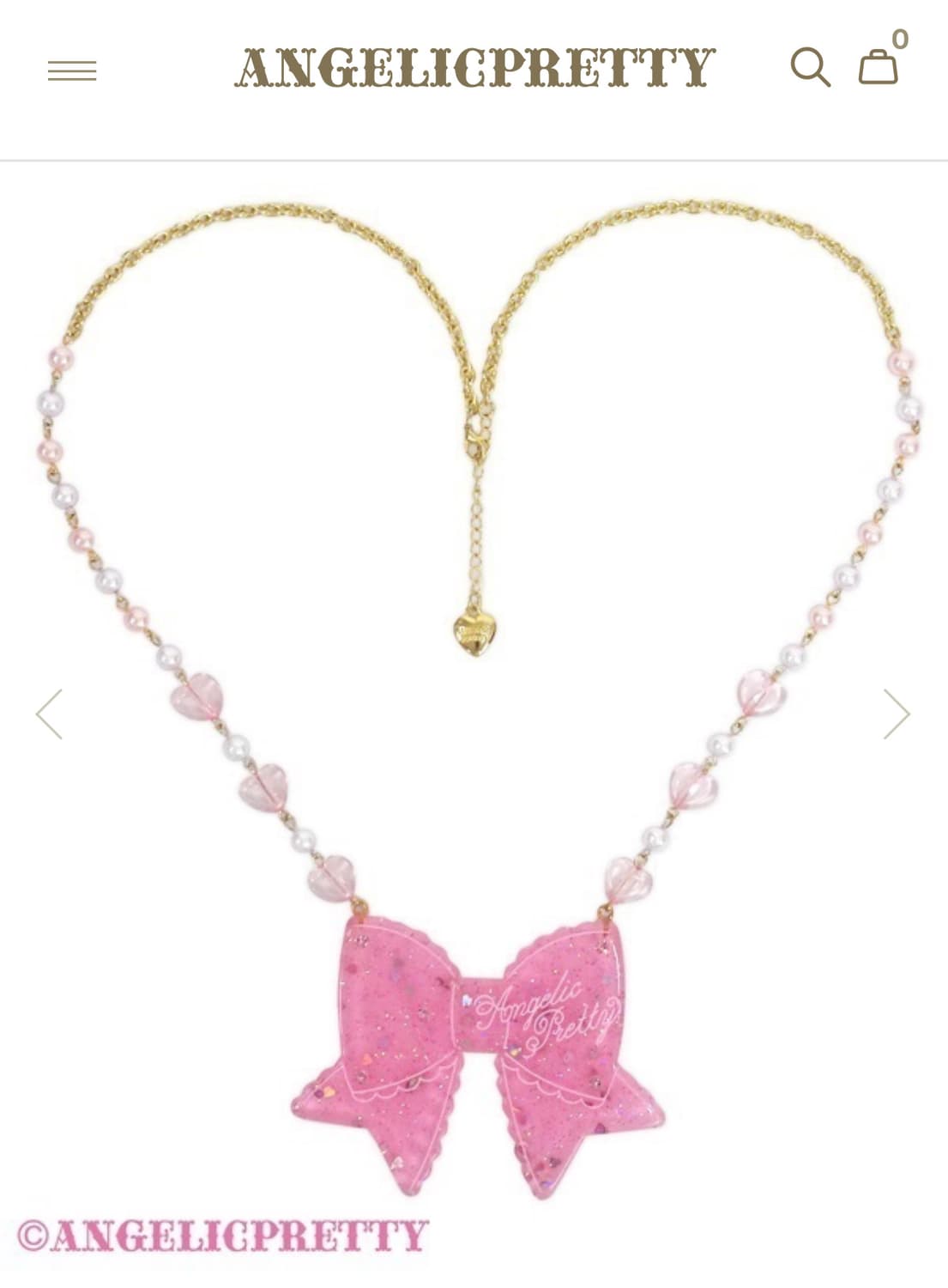 엔젤릭프리티 핑크 리본 목걸이 진주 로리타 점스카 상품이미지1