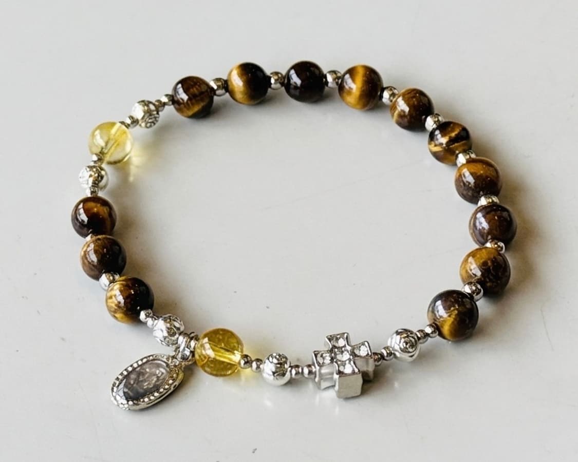 (맞춤) 천연석 호안석과 시크린 묵주팔찌 원석팔찌 상품이미지3