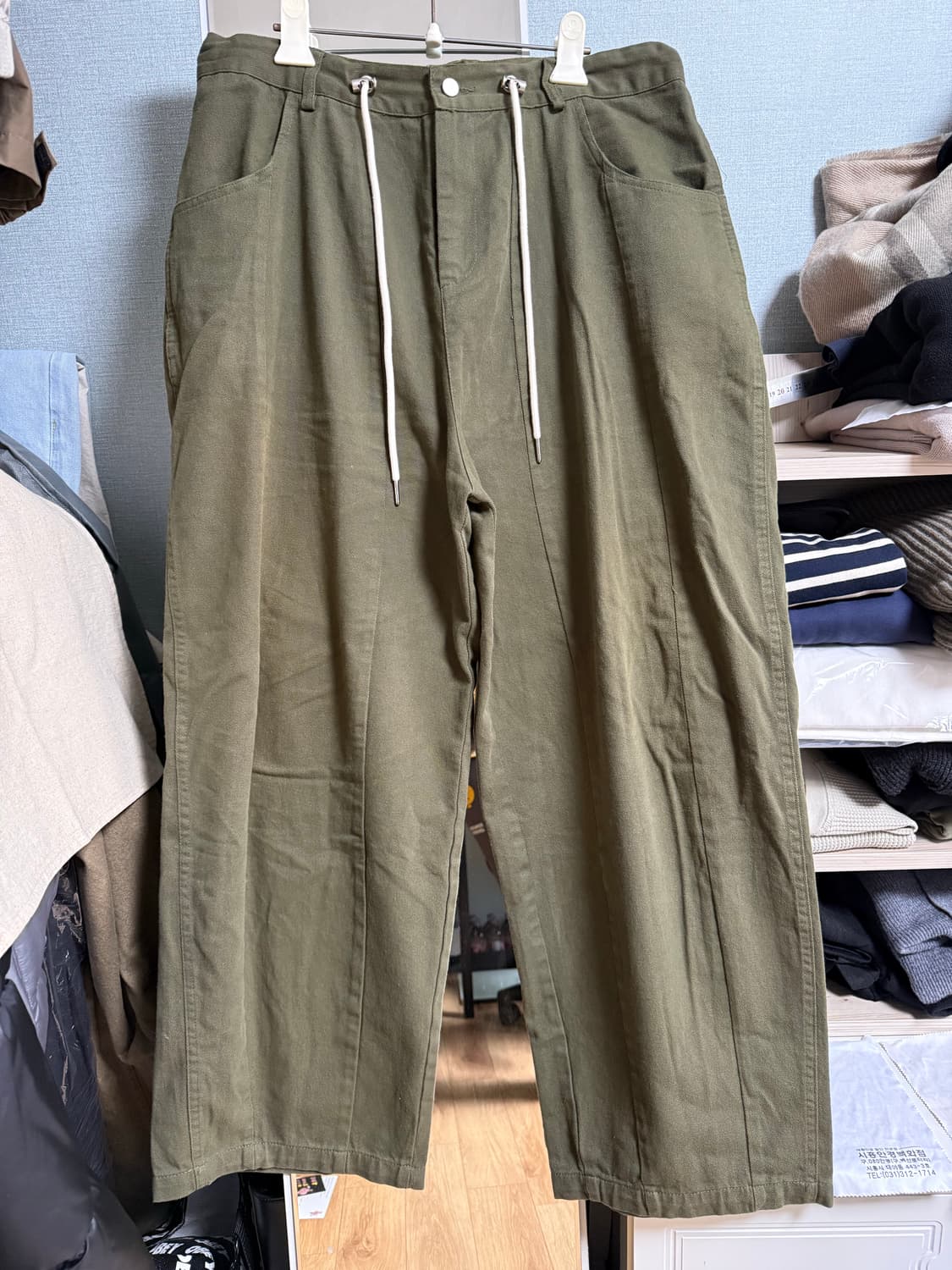 [XL] 굿라이프웍스 와이드 벌룬 코튼 팬츠 카키 상품이미지3