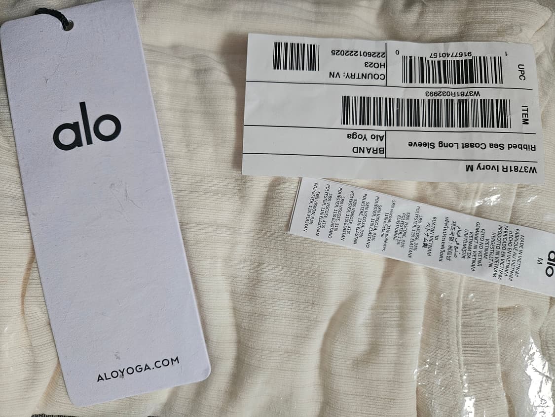 (새상품) 알로 요가 립드 긴팔 아이보리 M(국내66) 상품이미지6