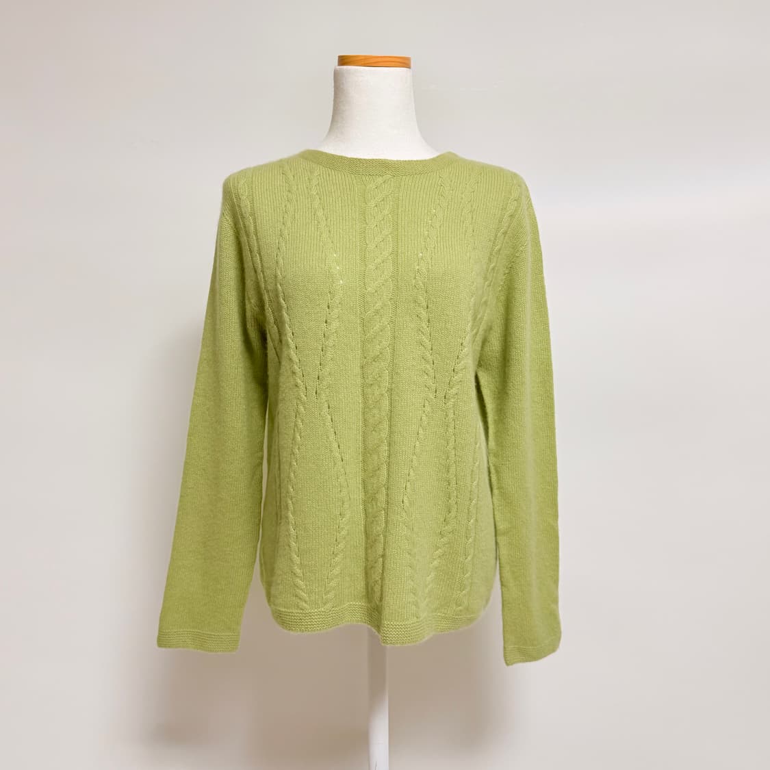 [캐시미어 100%] 파스텔 라임 꽈배기 니트 L 상품이미지1