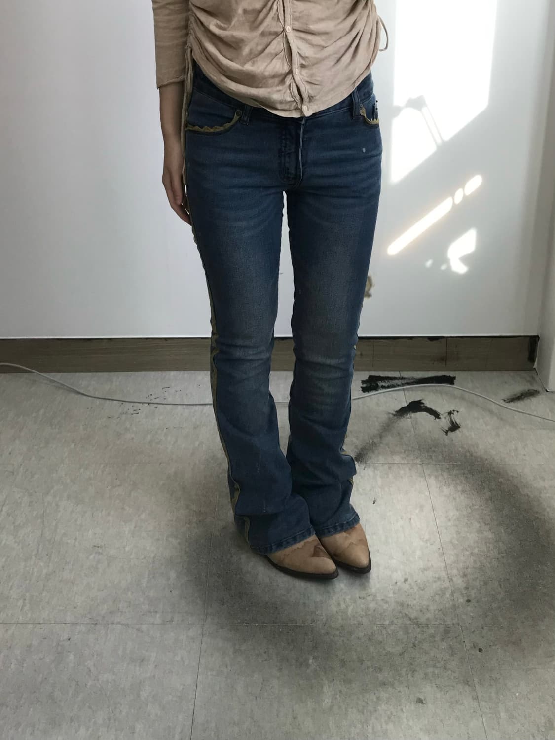 빈티지 레이스 부츠컷 데님팬츠 상품이미지2