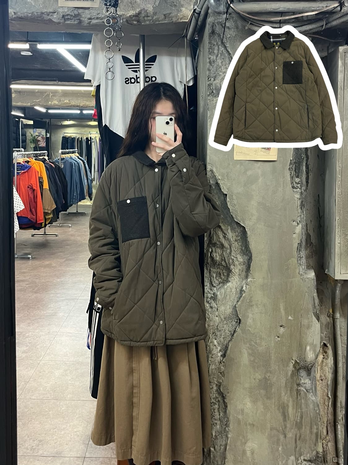 바버 카라 퀄팅 자켓 카키 L #csz2148 상품이미지1