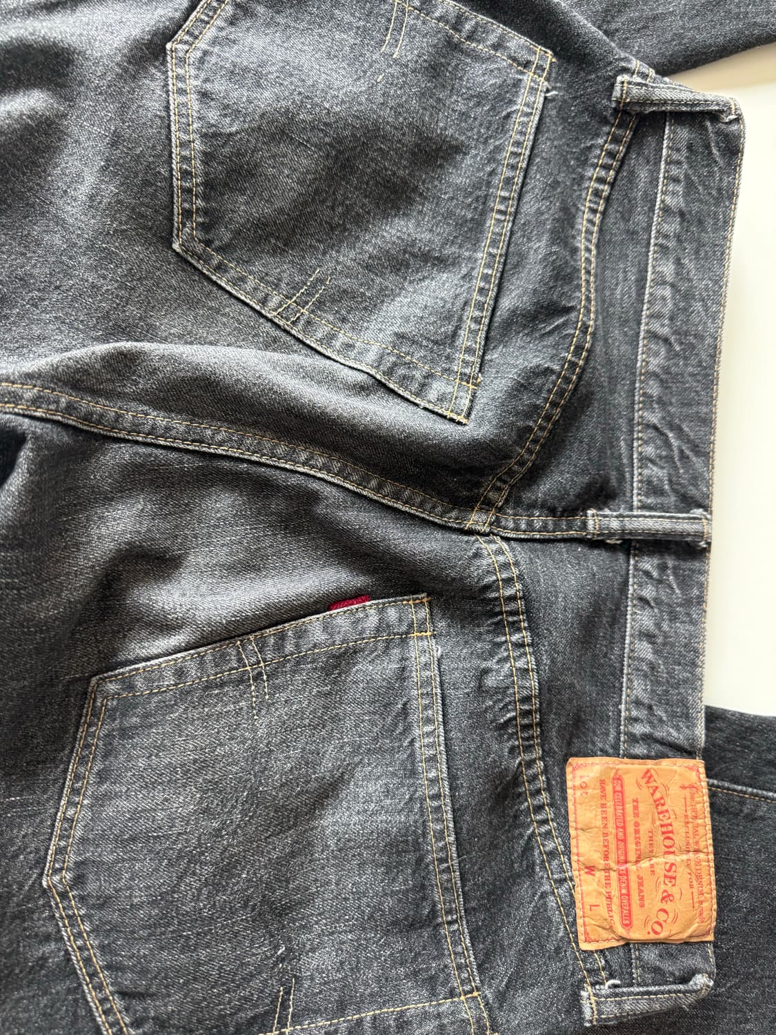 웨어하우스 블랙데님 흑청 워싱 33사이즈(실32사이즈) 상품이미지2
