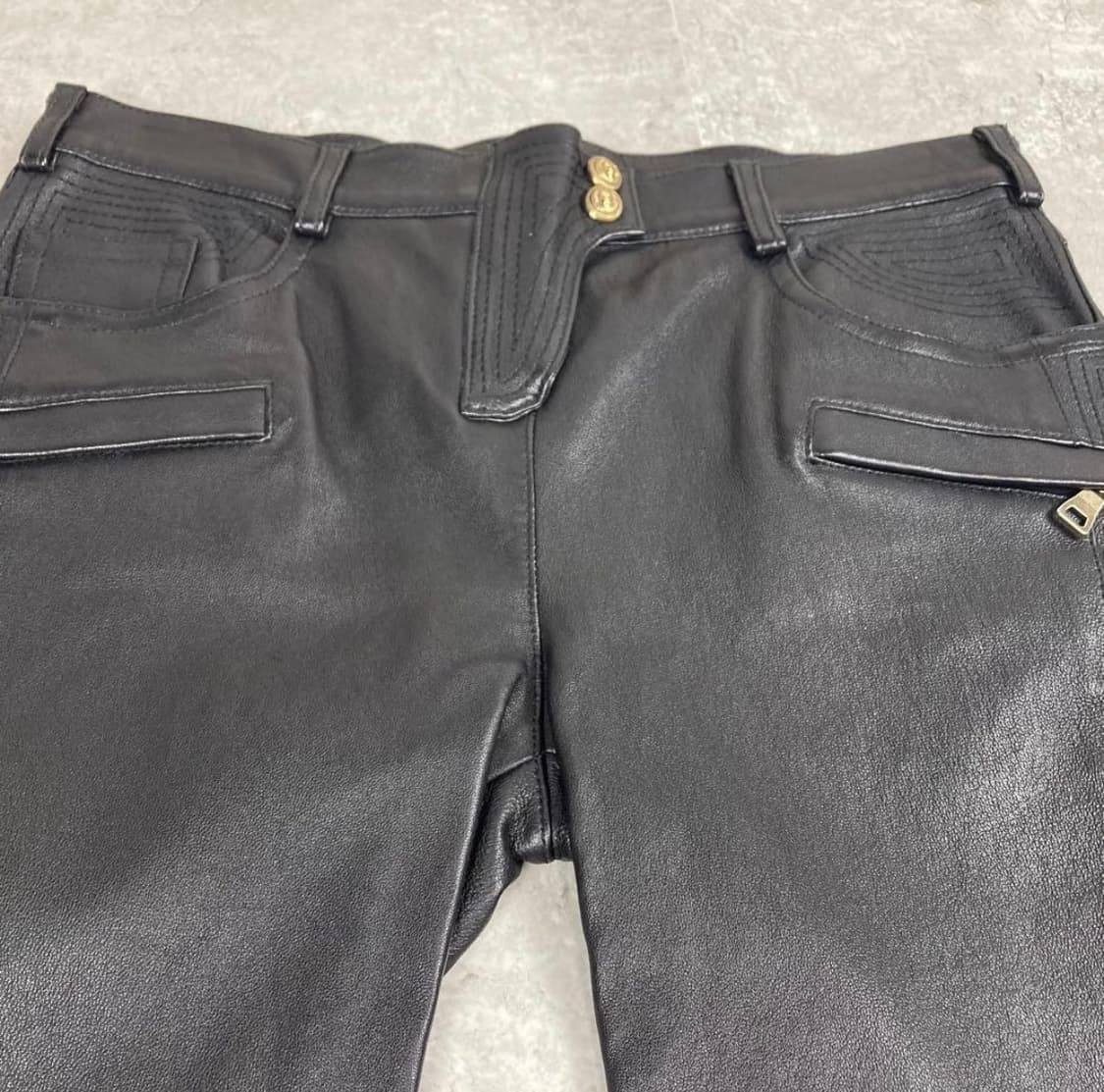 BALMAIN 발만 램 가죽 팬츠 38 블랙 상품이미지3