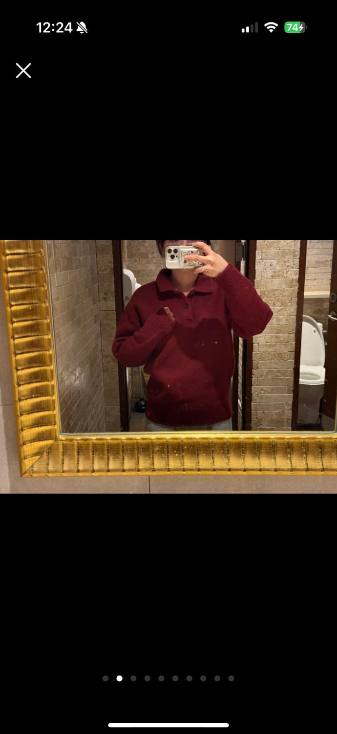 꼼데가르송 옴므 버건디 카라 니트 상품이미지2