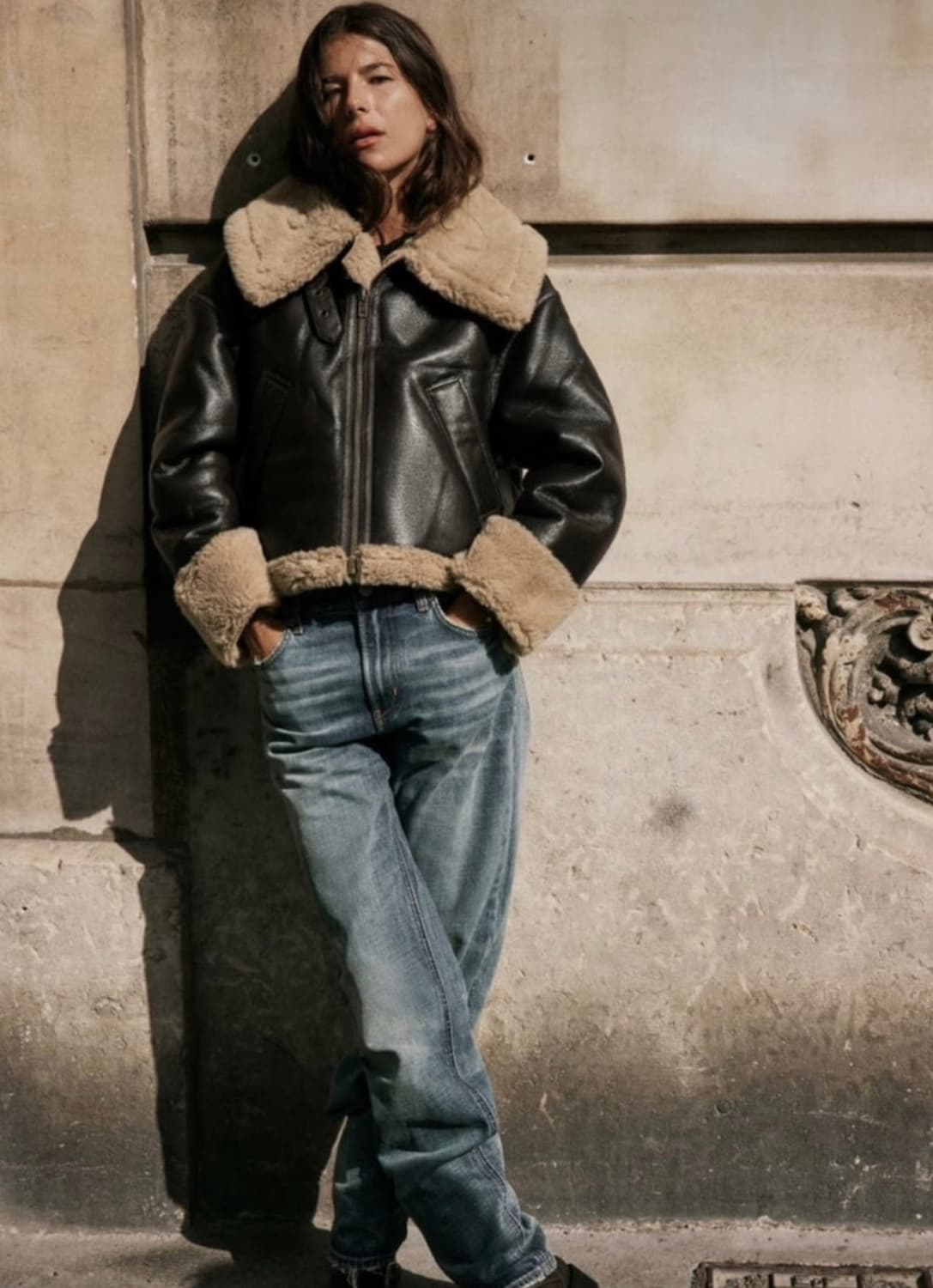 자라 더블페이스드 바이커 점퍼 ZW collection 자라무스탕 상품이미지3