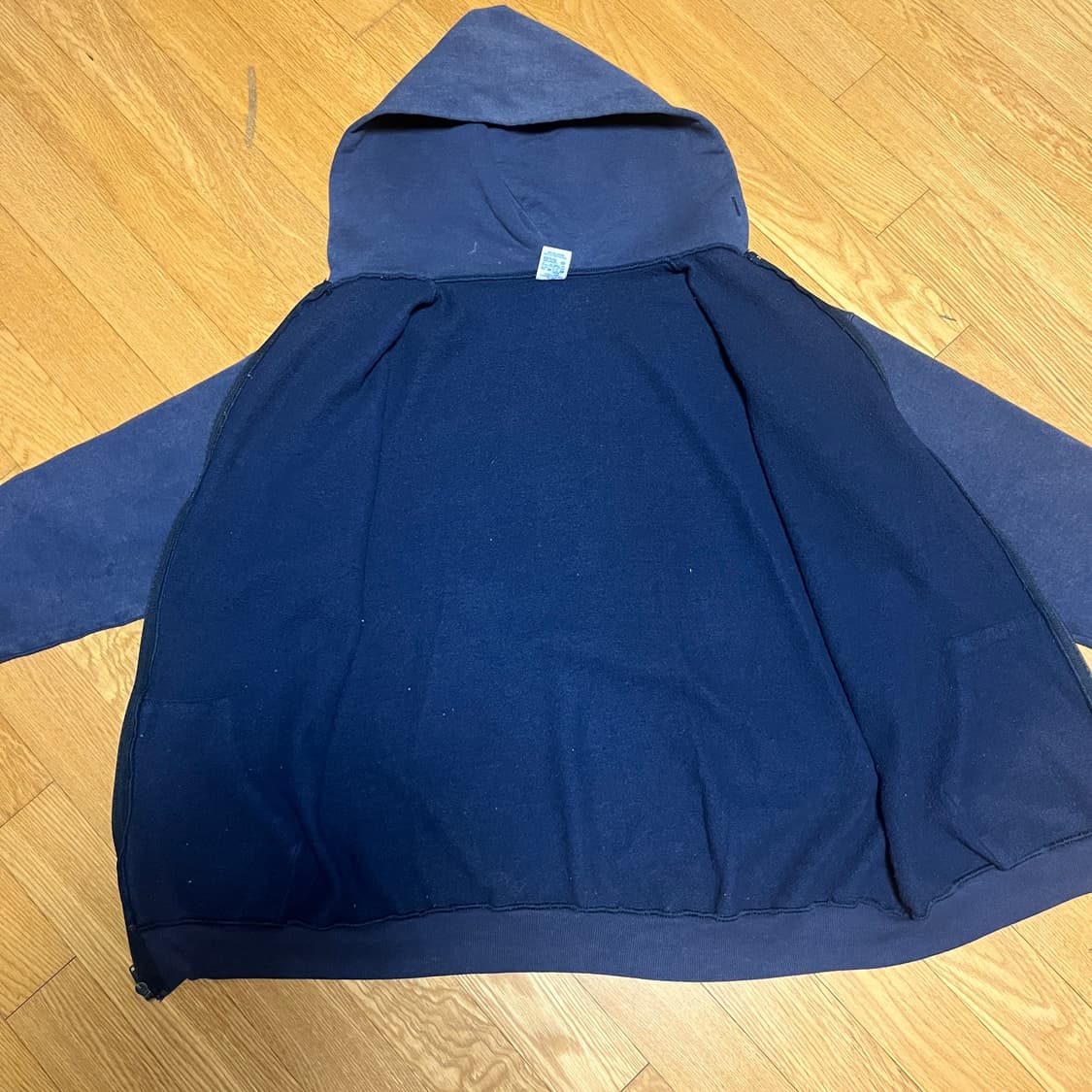 [L] 80s USA 빈티지 러셀 후드집업 페이디드 네이비 상품이미지5