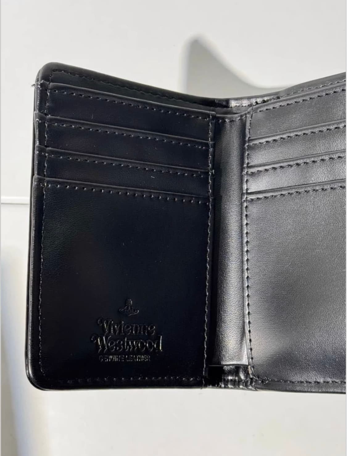 비비안웨스트우드 아카이브 은장 orb 애나멜 블랙 레더 하프월렛 반지갑 상품이미지5