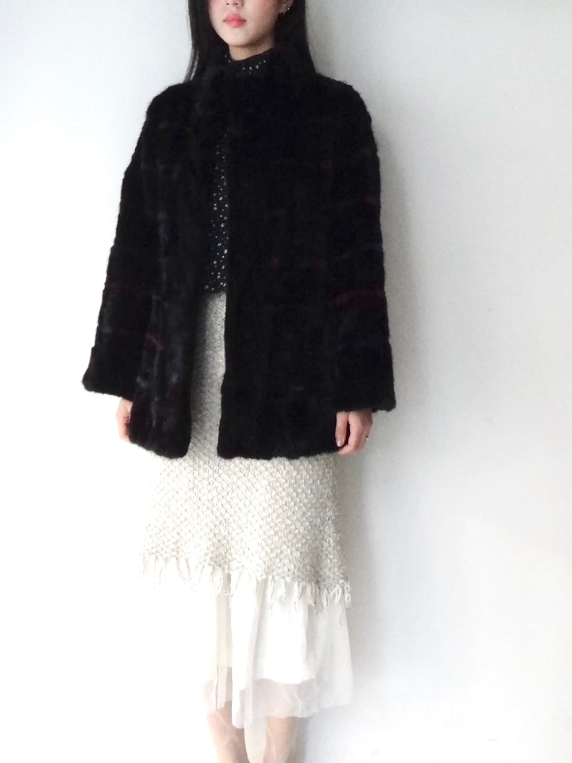 Stripe string jindo mink fur jacket/진도밍크 상품이미지7