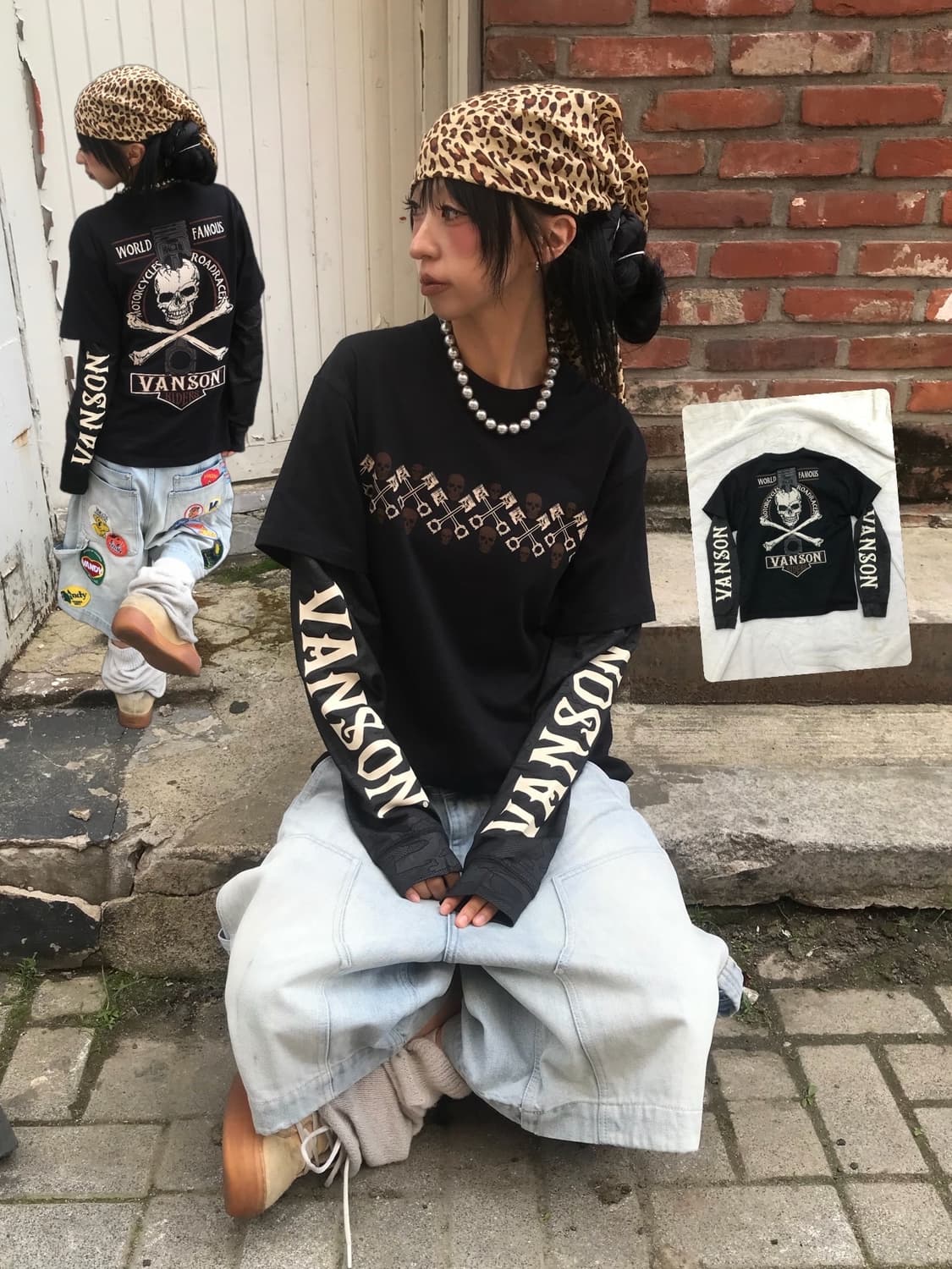 밴슨 레이어드 자수&카모 롱슬리브 상품이미지1