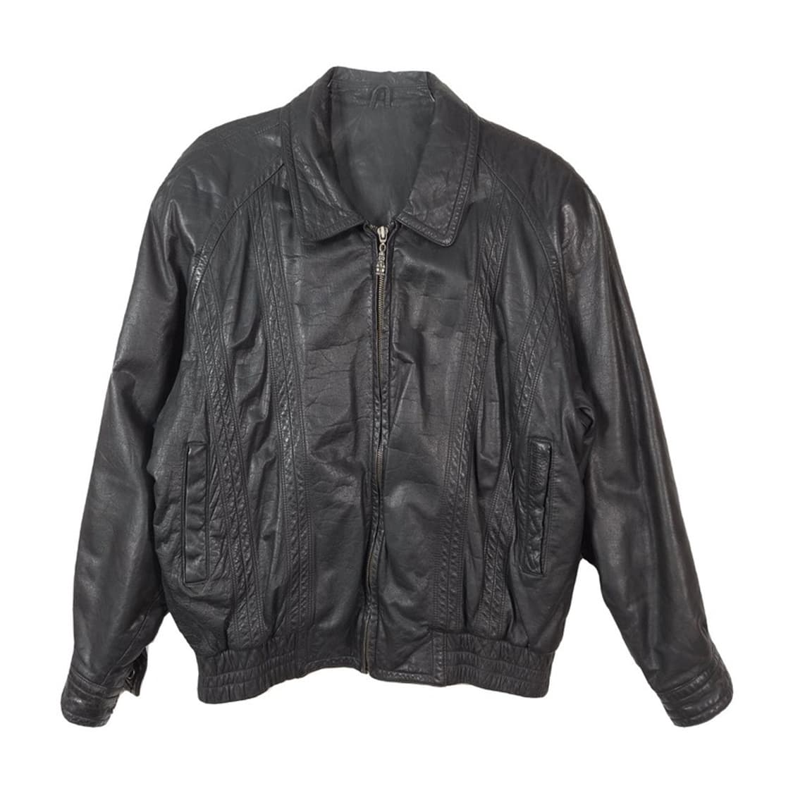 빈티지 소가죽 스티치 블루종 가죽 자켓 L 상품이미지1