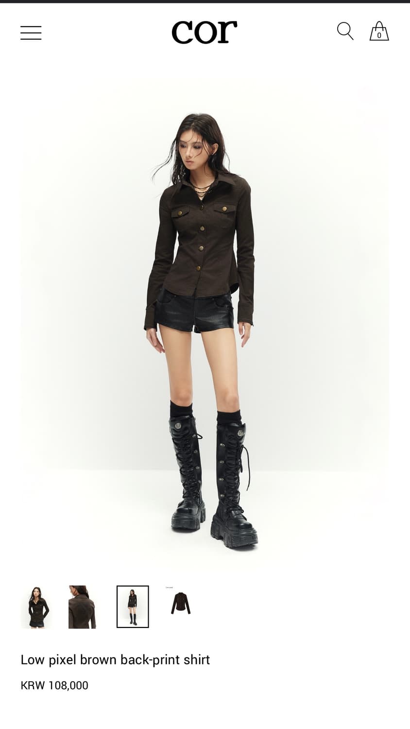 샵 코르 Low Pixel 브라운 백 프린트 슬림핏 셔츠 상품이미지5