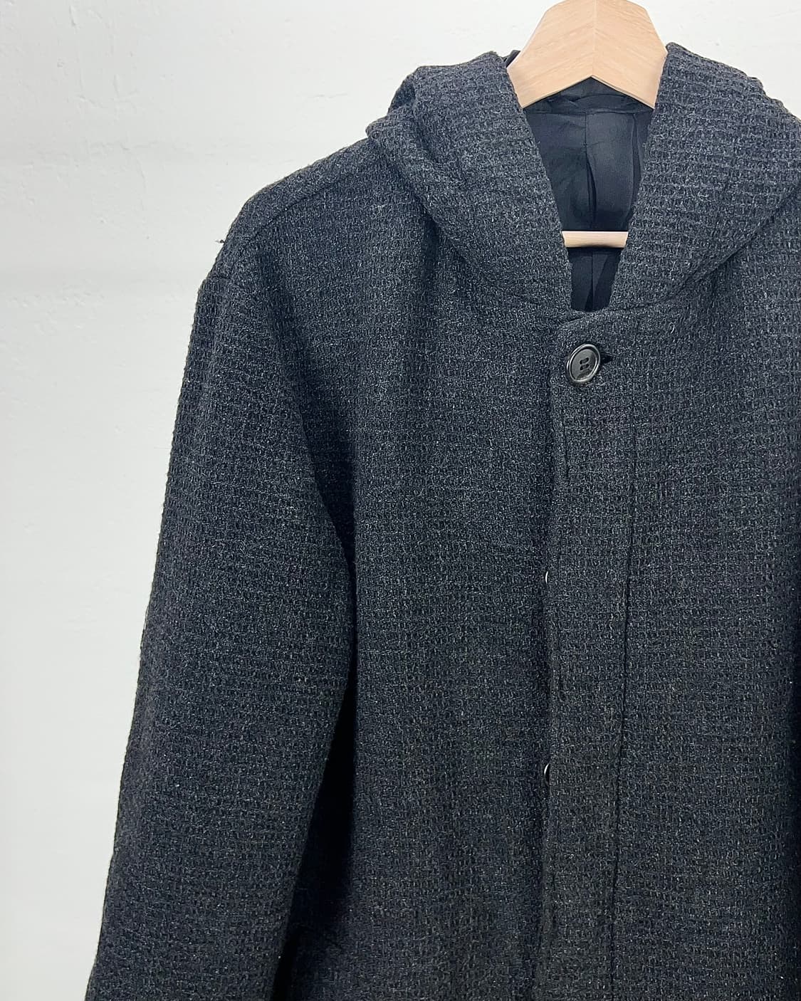 요지야마모토 AAR 더반 울 차콜 후드 롱 코트 상품이미지2
