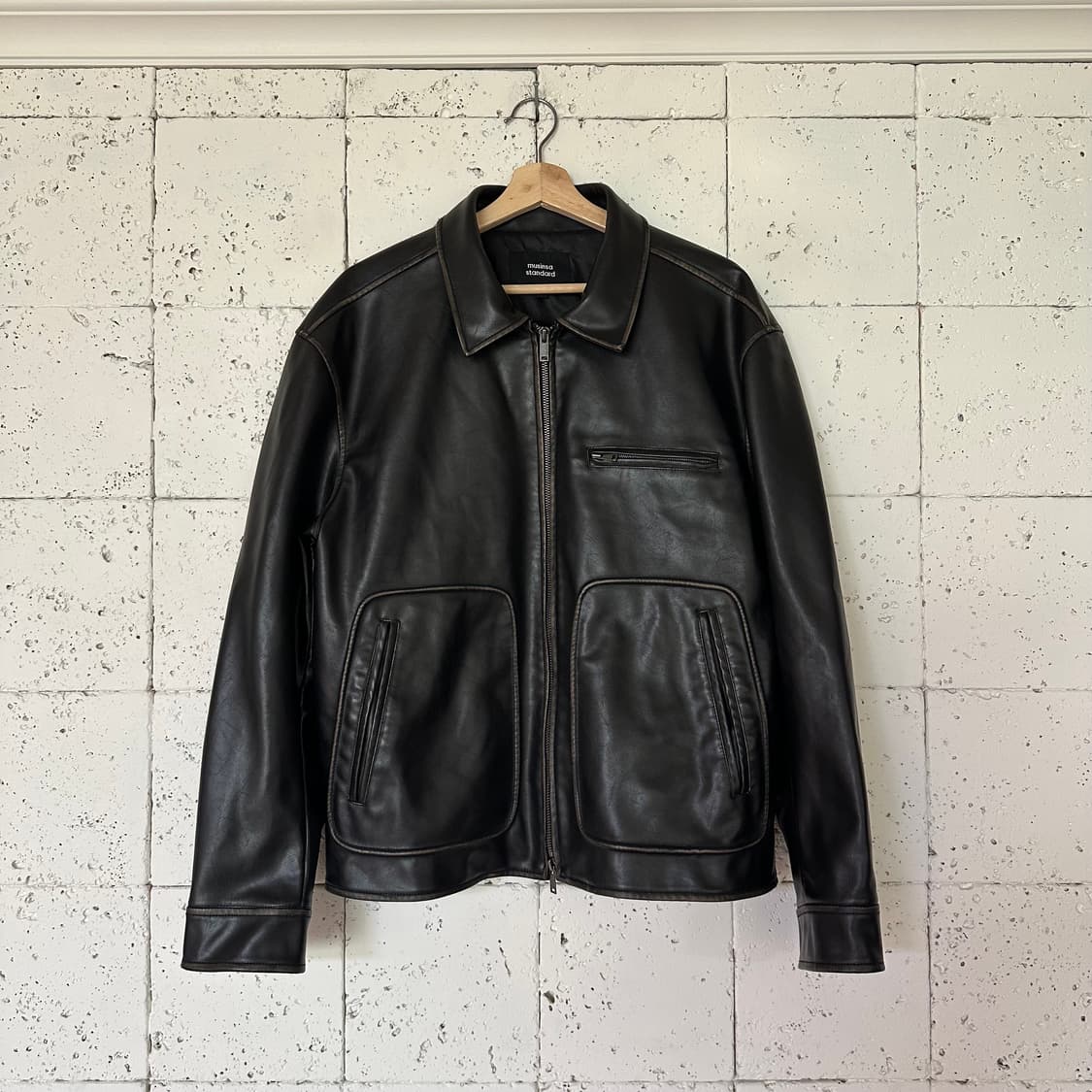 XL 무신사 스탠다드 가죽 블루종 상품이미지1