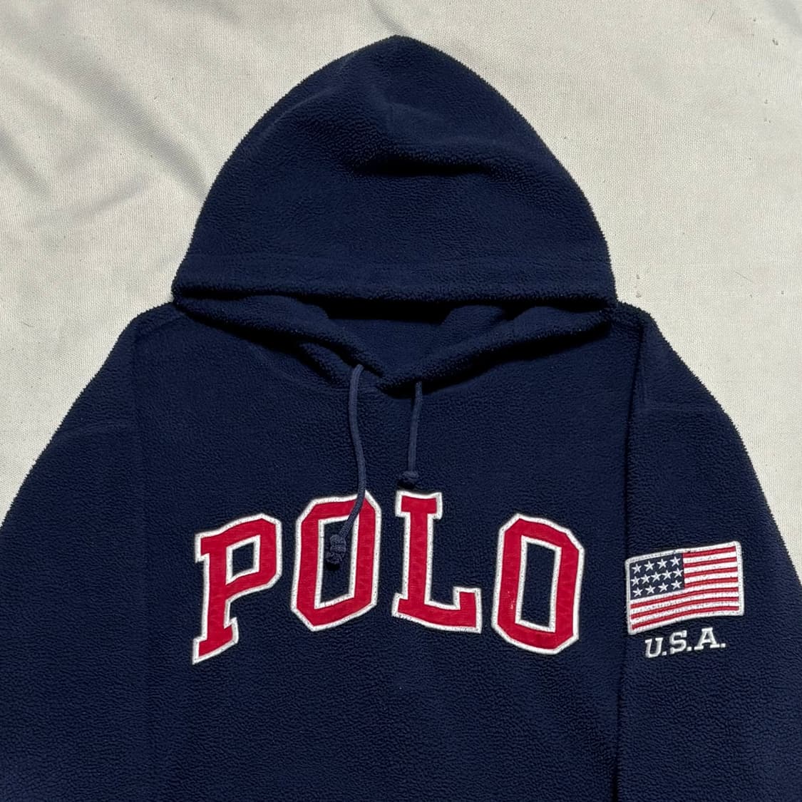 L 폴로랄프로렌 빅로고 성조기 네이비 플리스 후드티 상품이미지1
