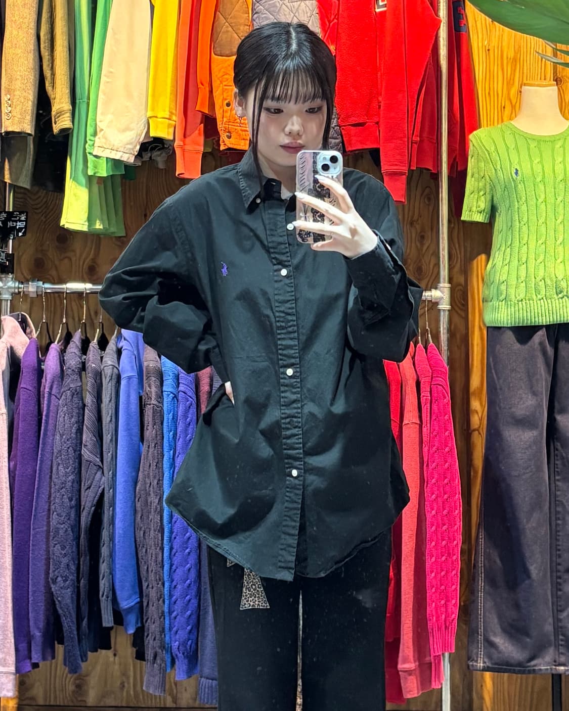 M 폴로랄프로렌 퍼플포니 블랙 코튼 셔츠 상품이미지1