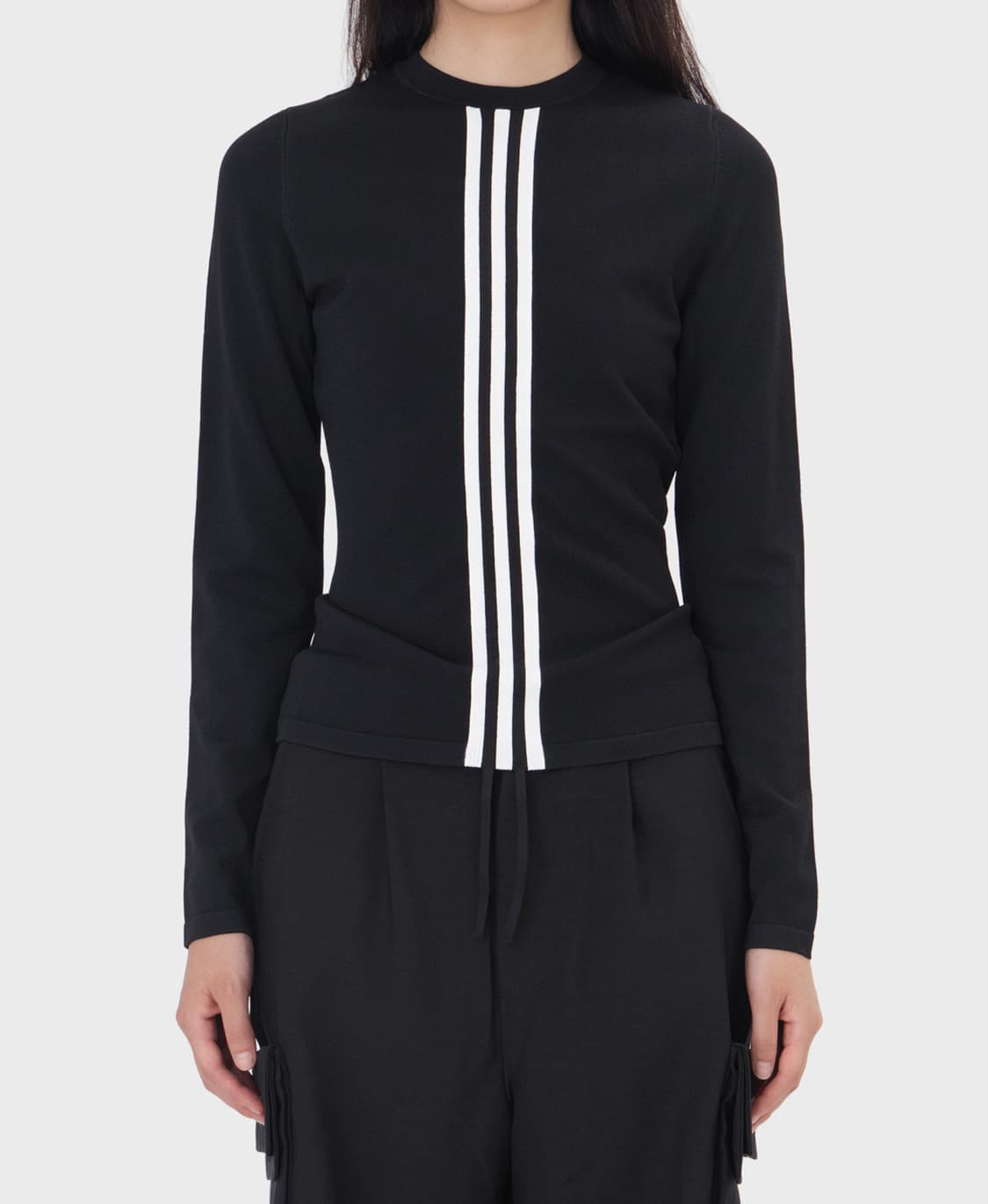 Y-3 3 스트라이프 롱 슬리브 블랙 (윈터착용 상품이미지1