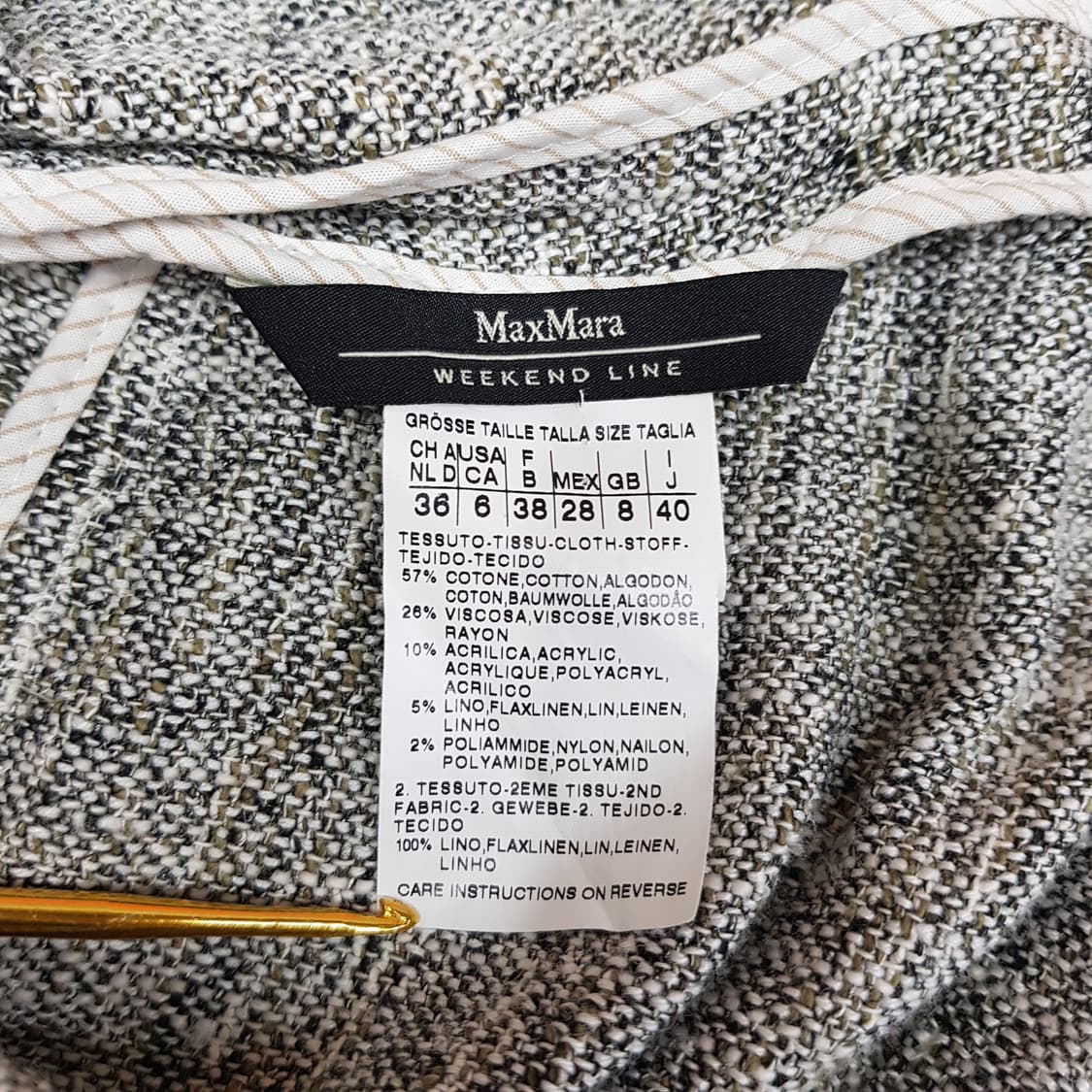 막스마라 위켄드라인 트위드 노카라 자켓  40사이즈 상품이미지5