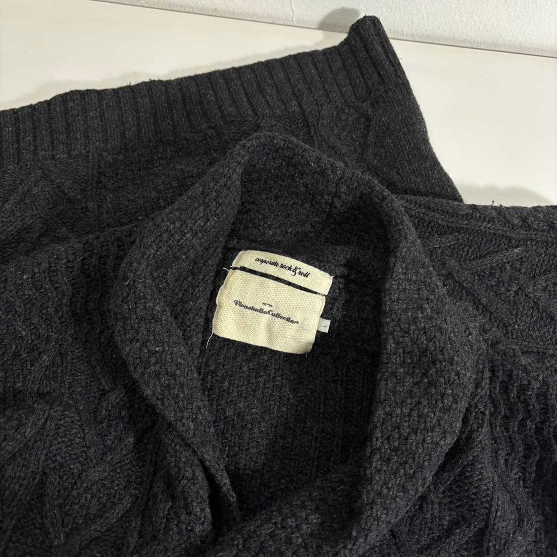 95-100 L 비바스튜디오 챠콜 꽈베기 숄카라 울 가디건 상품이미지4