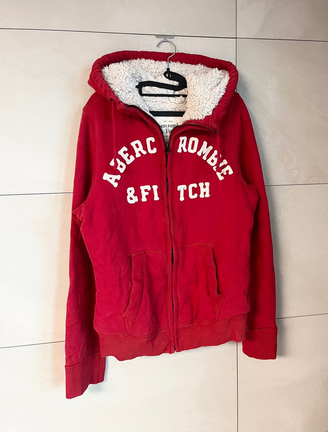 아베크롬비 양털 퍼 후드집업 레드 [S] 상품이미지2