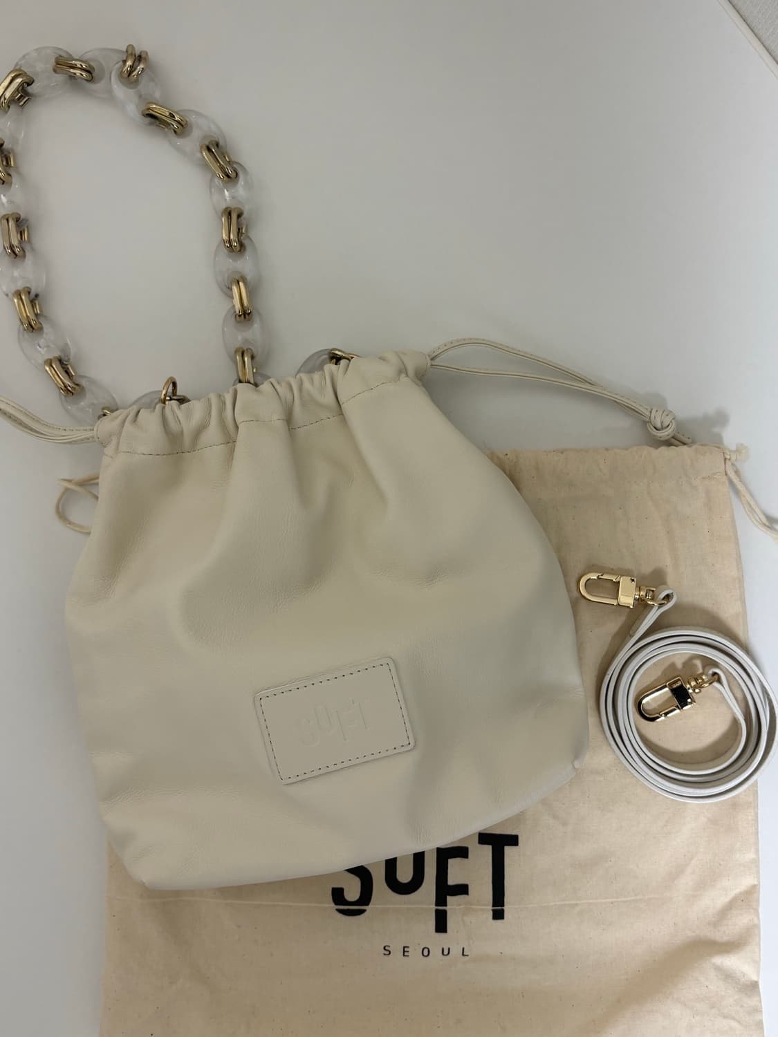 소프트서울 가방 MIX DUST LEATHER BAG_WHITE  상품이미지2