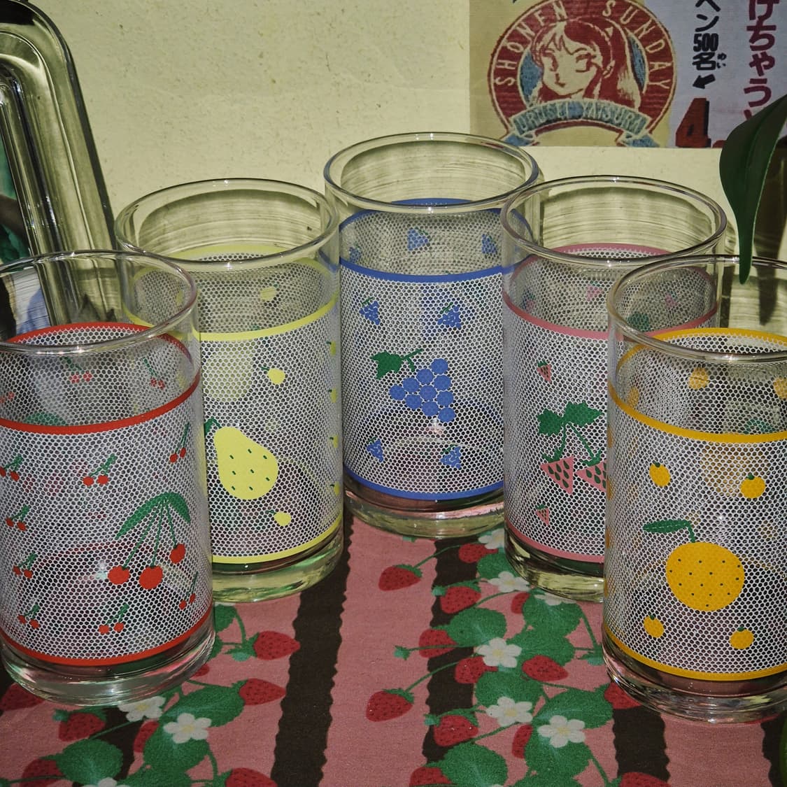 80s 아데리아 레트로 과일 픽셀 글라스 1p 상품이미지6